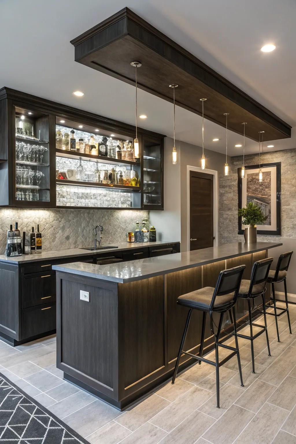 Customizable features personalize your modern wet bar.