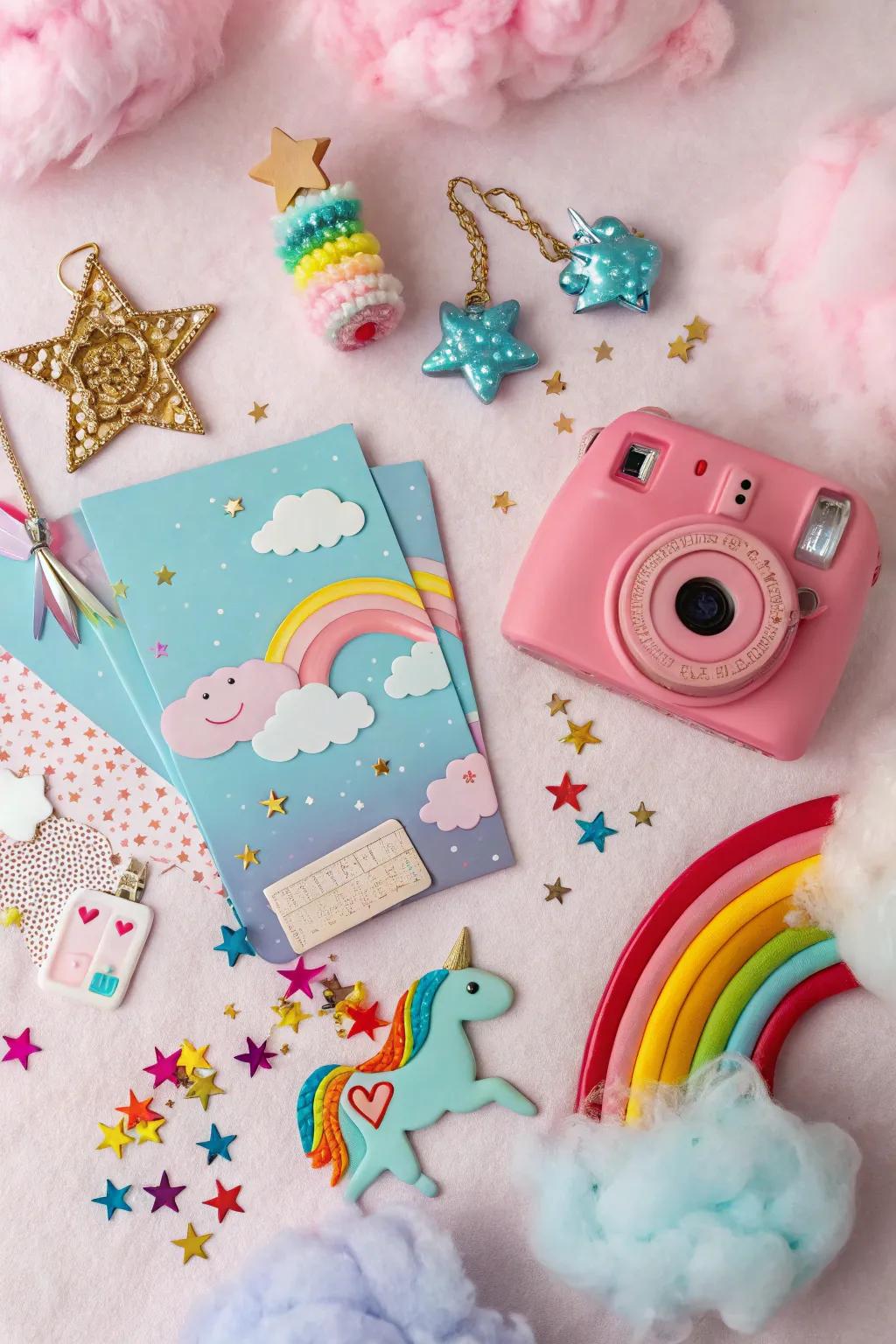 A whimsical mood board showcasing playful and fantastical themes.