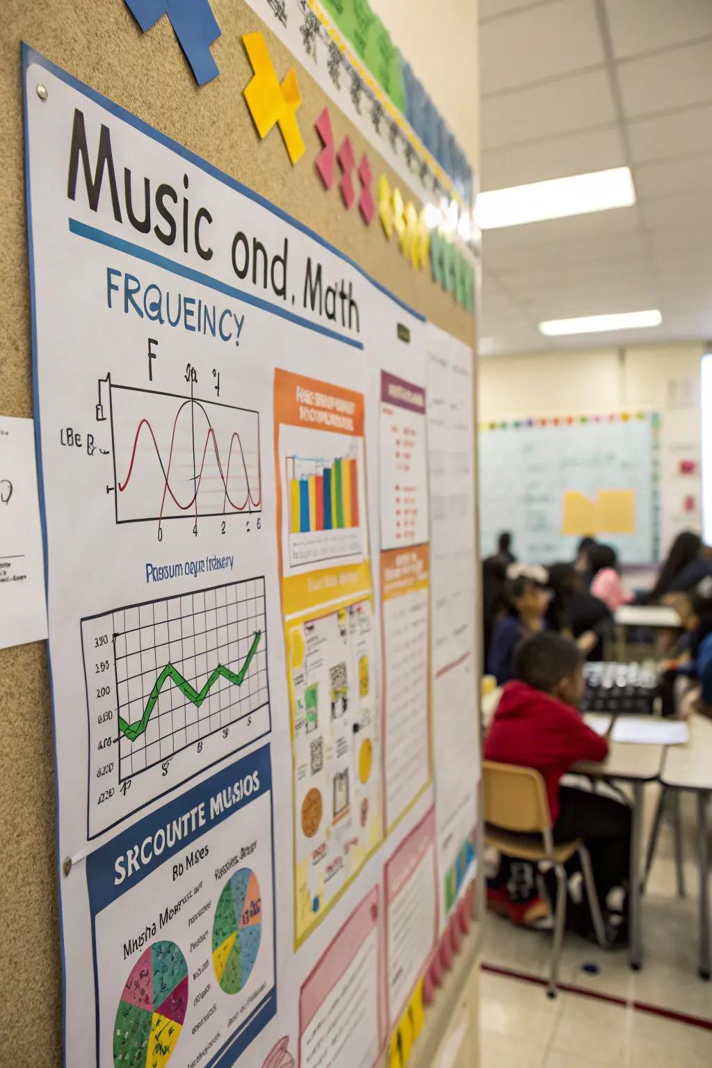 A melody and mathematics integration board highlighting their synergy.