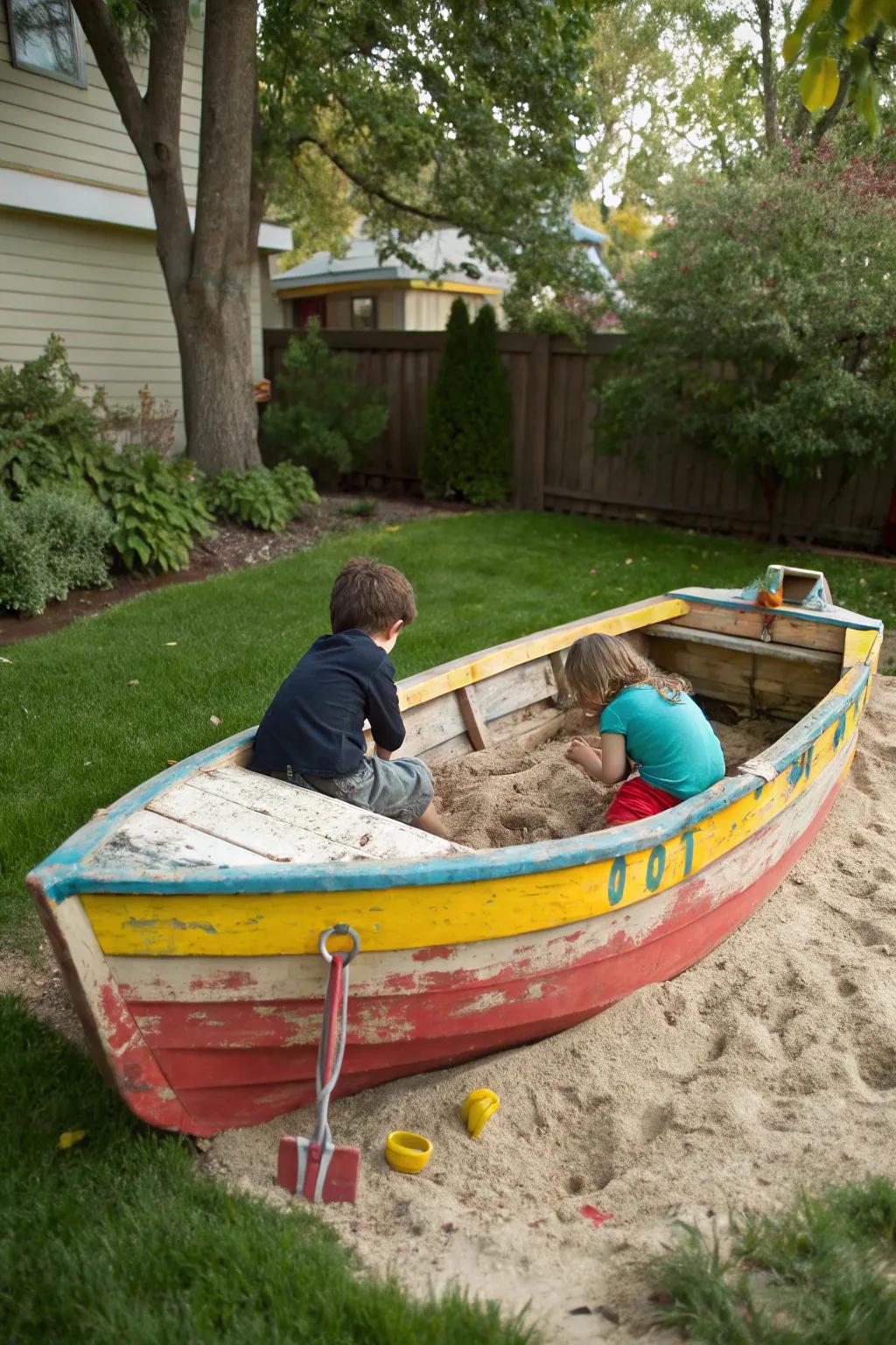 Boat sandboxes offer a nautical theme to play.
