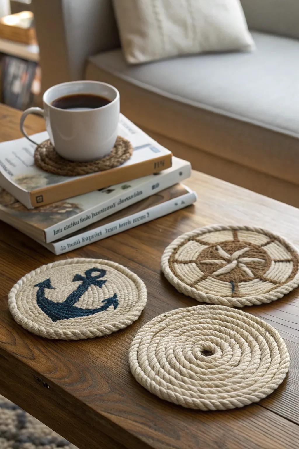 Fiber coasters are both practical and stylish for any marine lover.