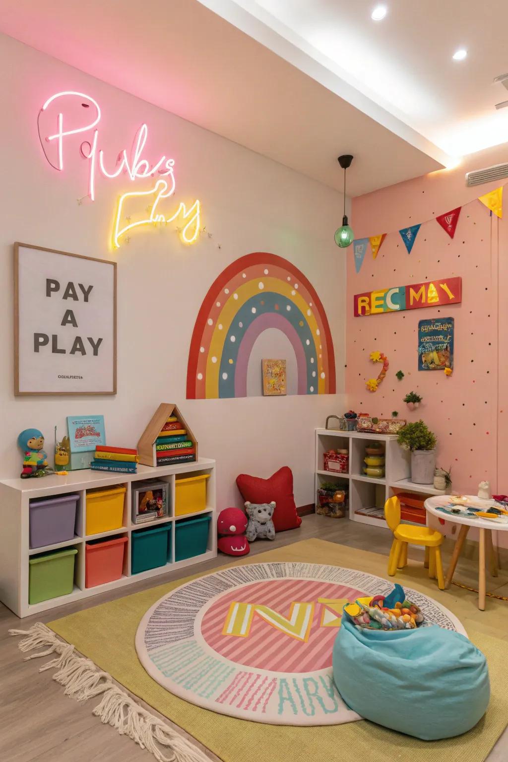 Impart jubilation to children's spaces with a spirited neon design.