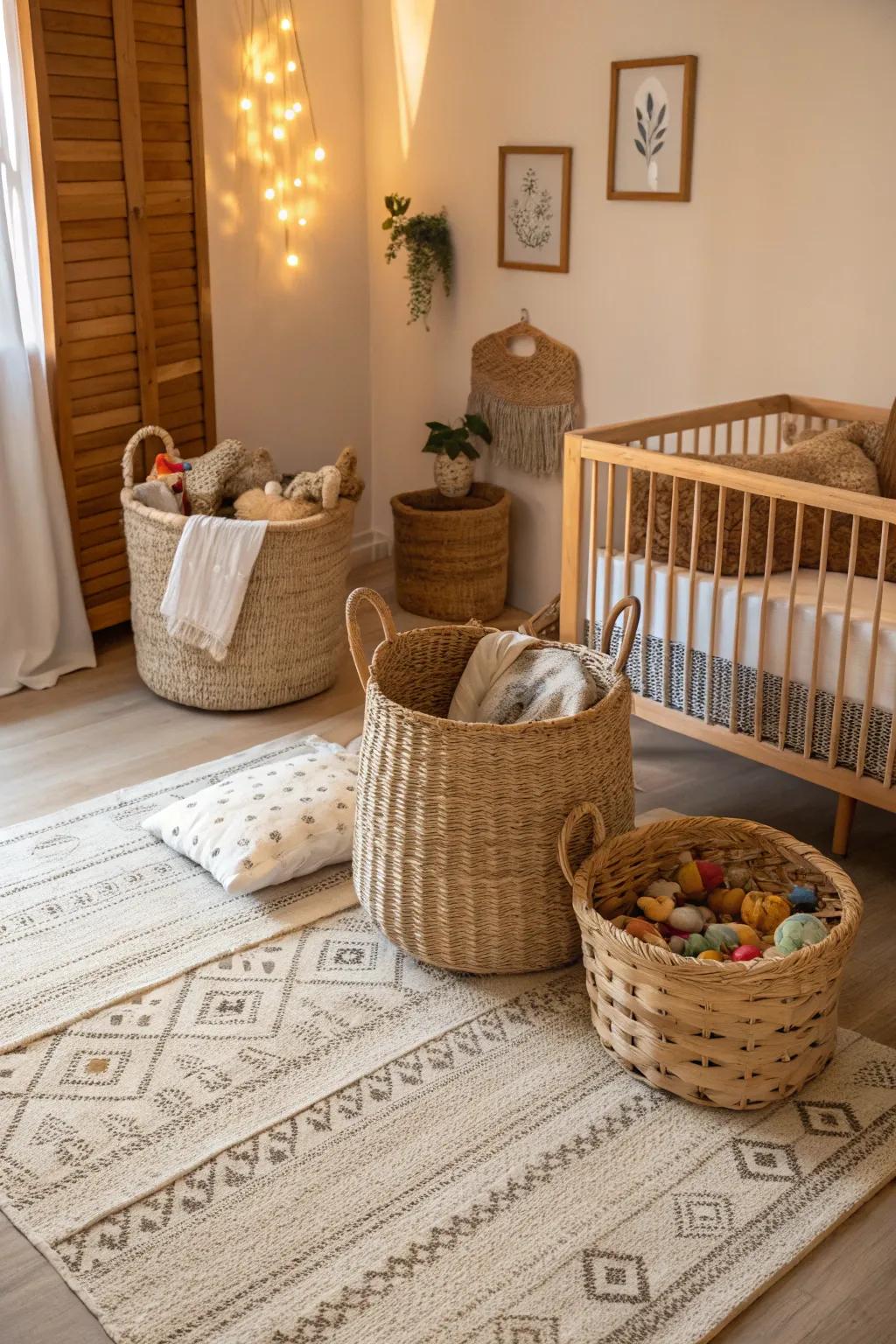 A nursery with woven wonder accents.