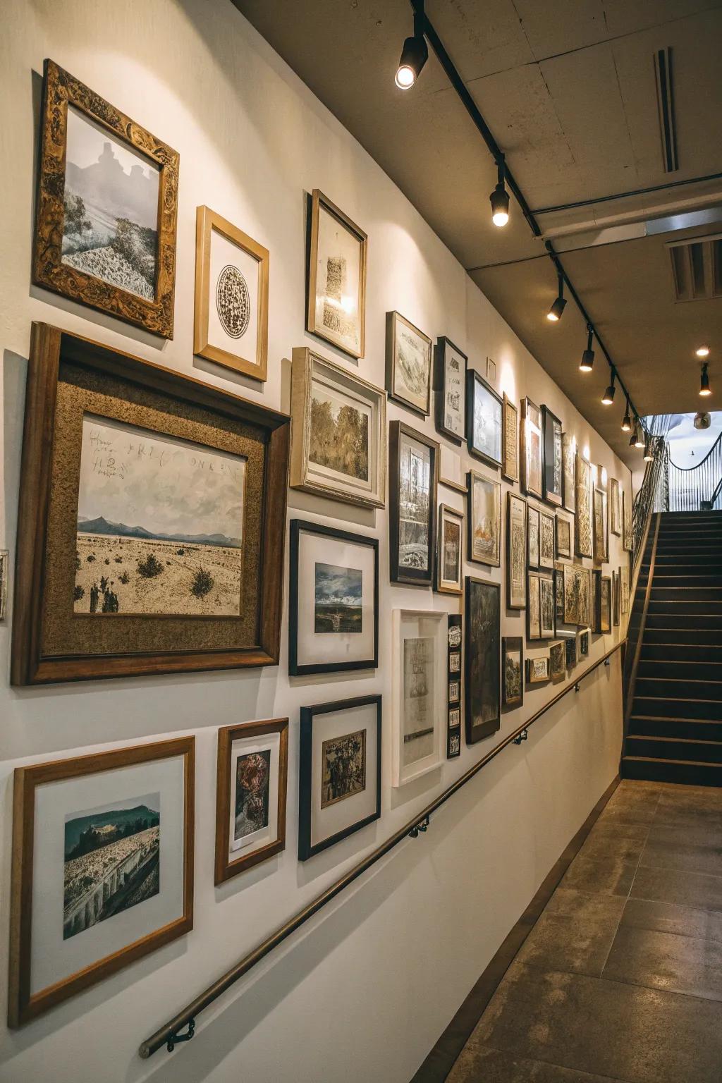 Layered art produces a lively visual impact.