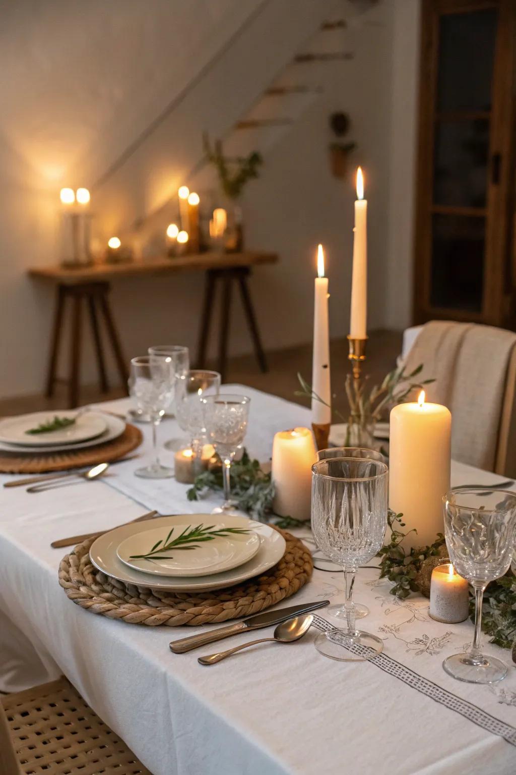 An elegantly set table for a serene silent night dinner.