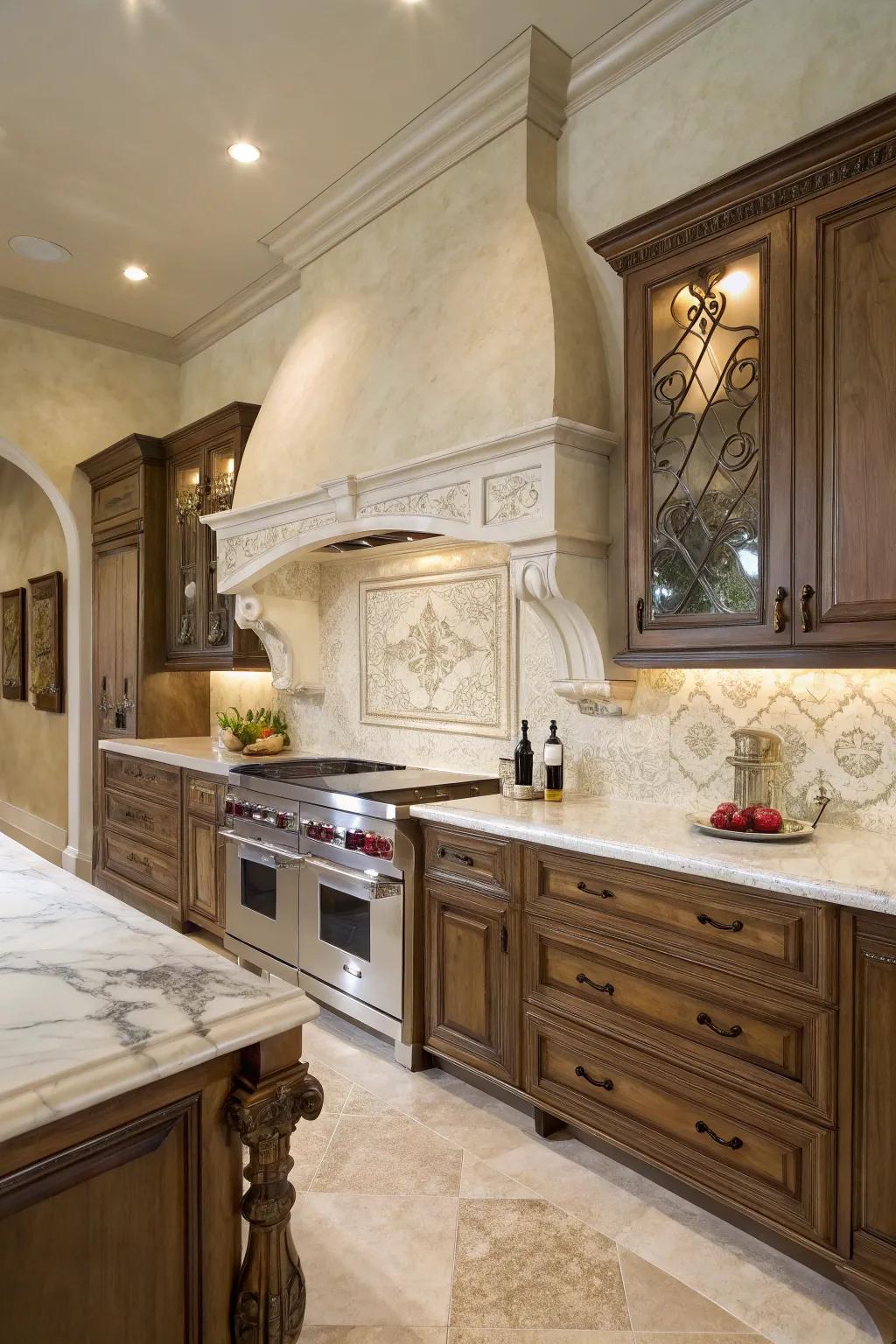 Venetian plaster backsplashes add a refined and artistic touch to kitchens.