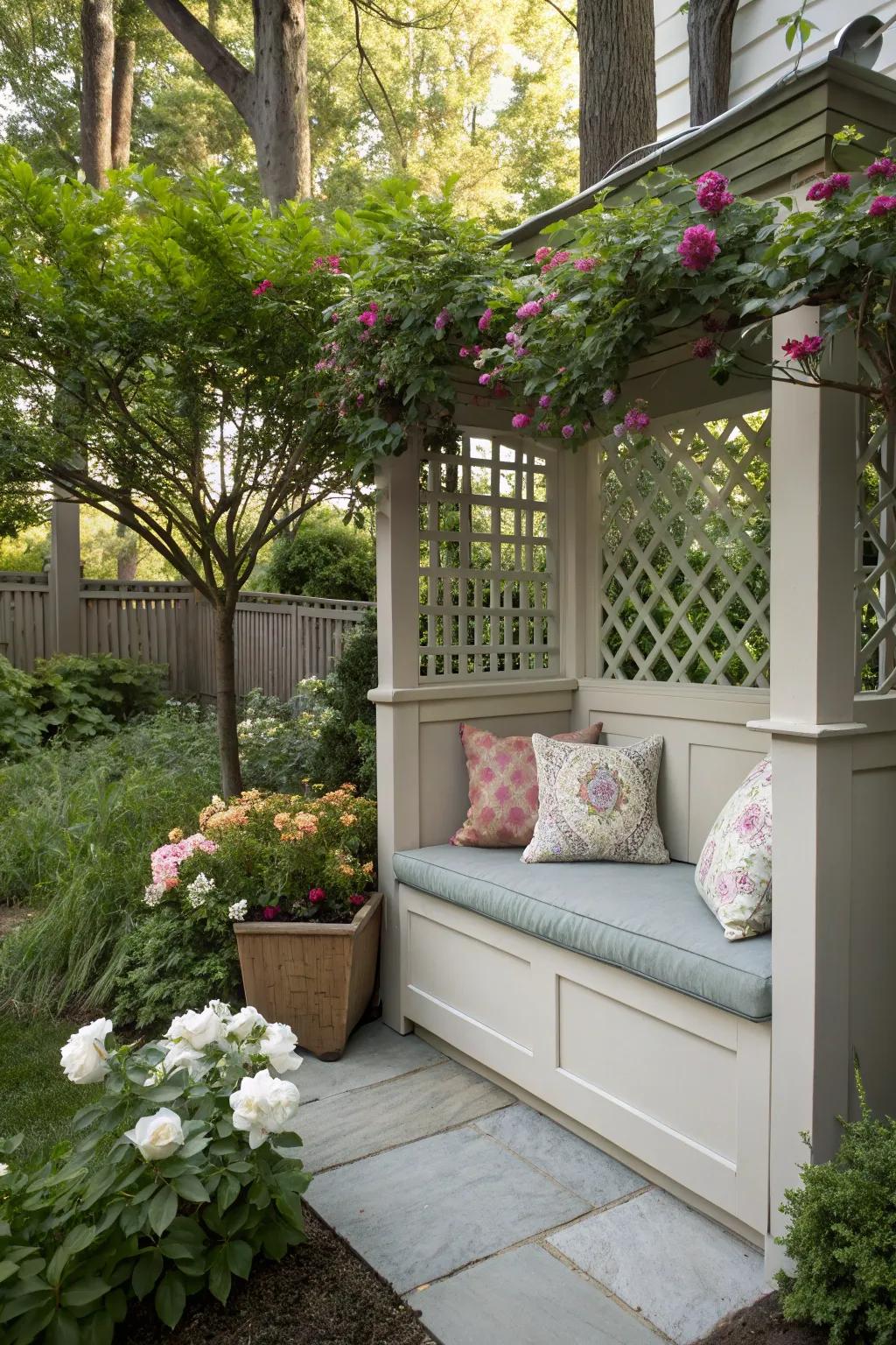 A peaceful outdoor nook, ideal for enjoying fresh air and tranquility.