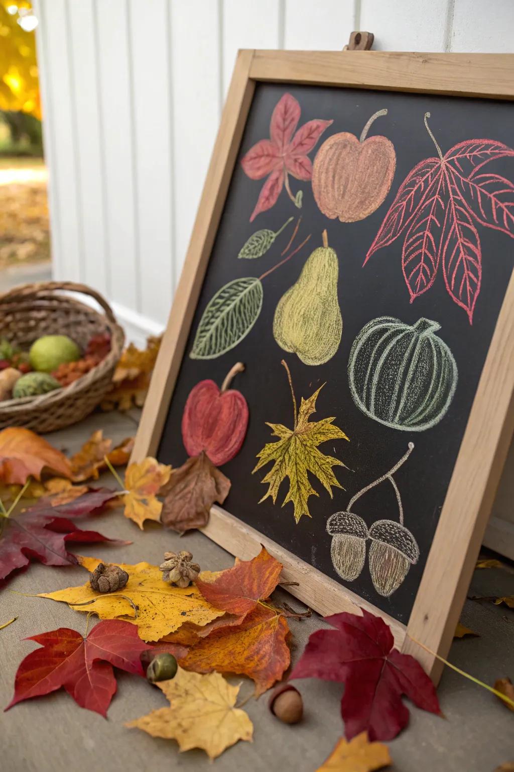 Nature's abundance whiteboard motif reflecting the richness of fall.