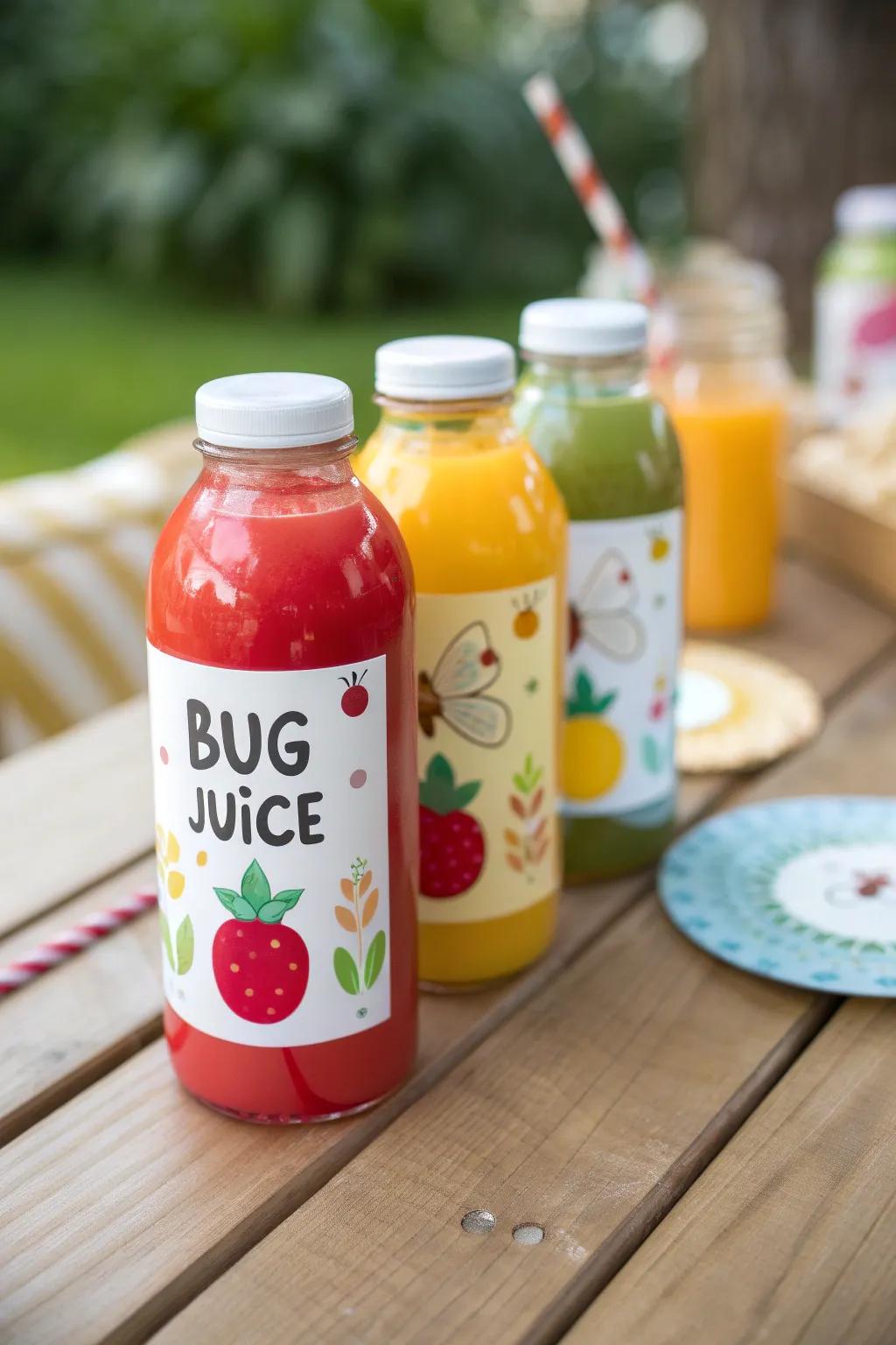 Bug juice station offering an array of fruity flavors.