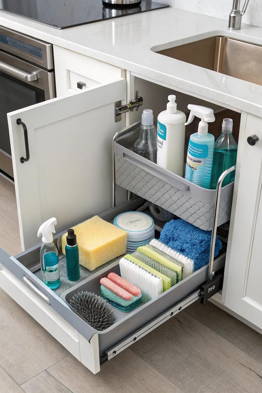 Roll-out trays bring items from the back of the cabinet right to you.