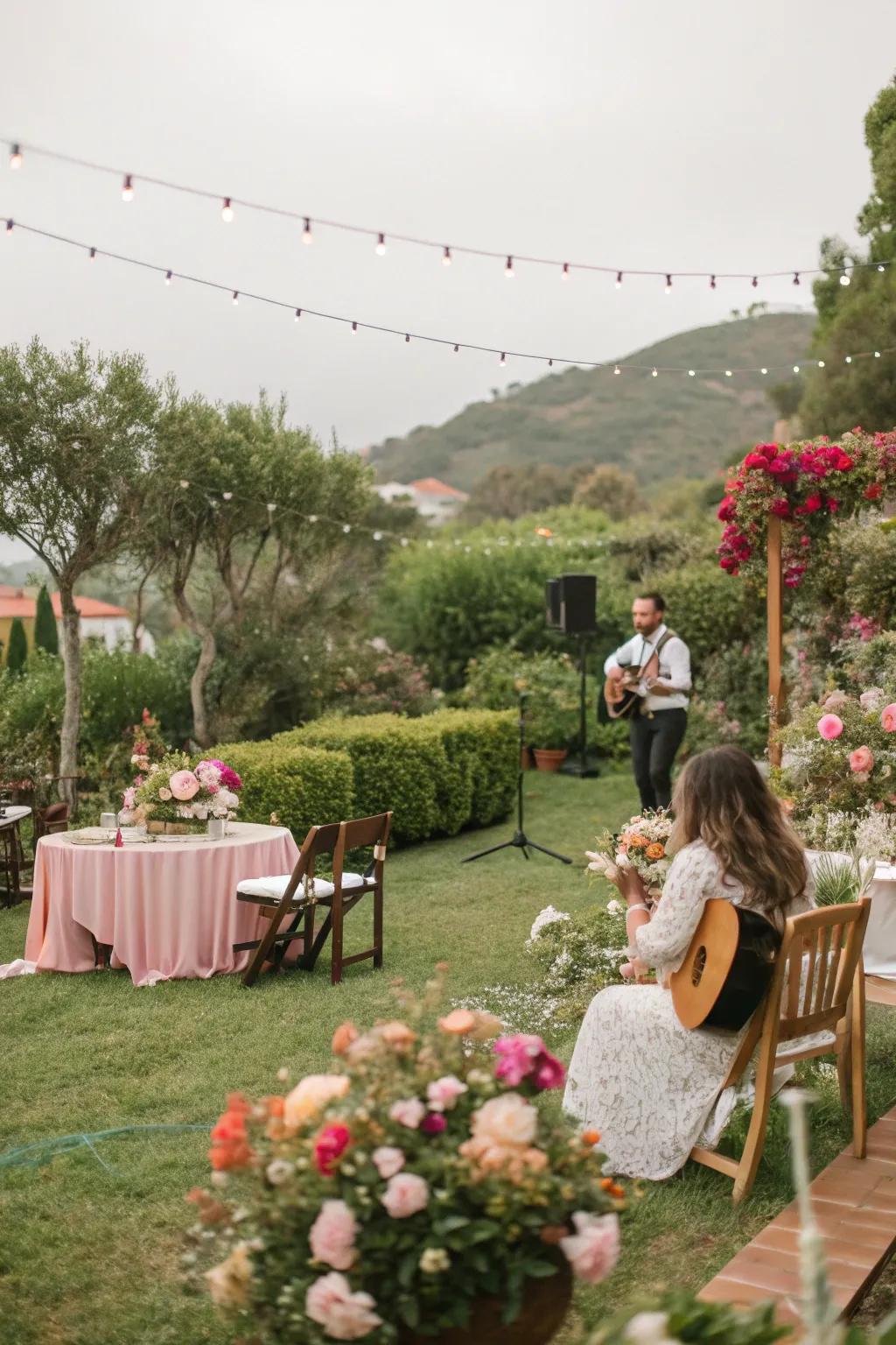 A sudden live performance introduces an unforgettable element.