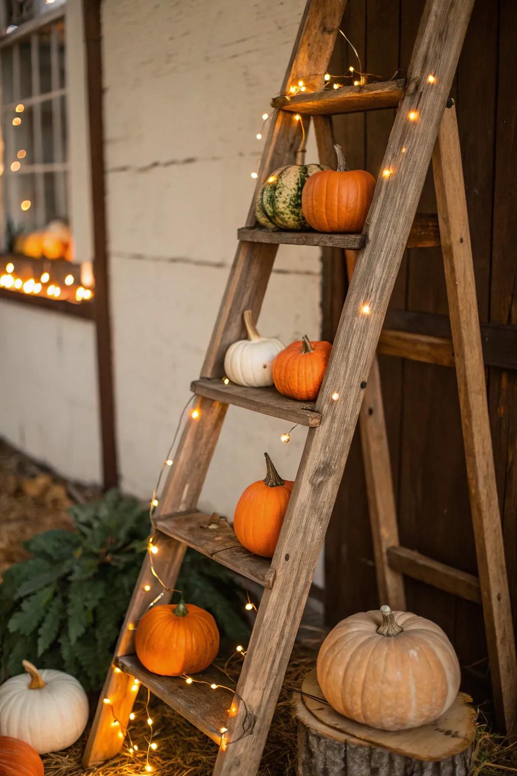 An upright embellished with squashes and beams constructs skyward grace.