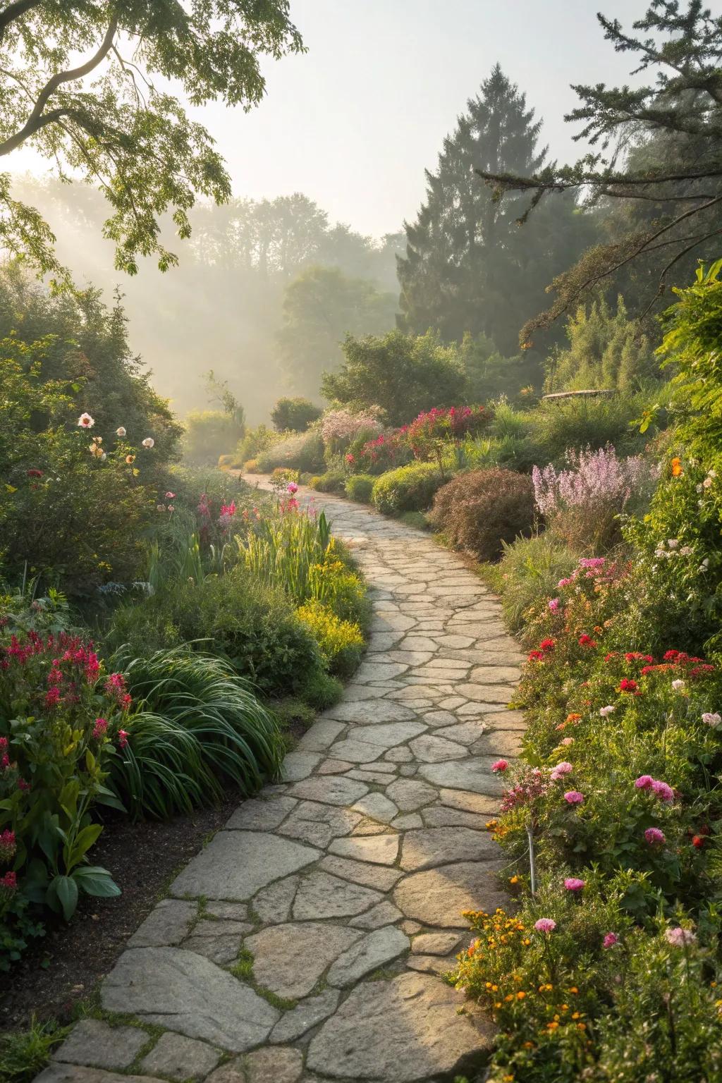 Stroll through the beauty of your garden with a delightful pathway.
