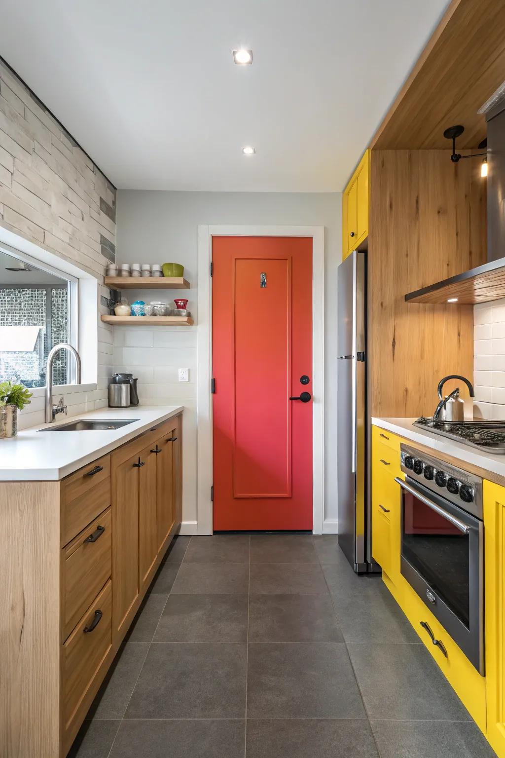 A strong color can make your pantry door a vibrant centerpiece.