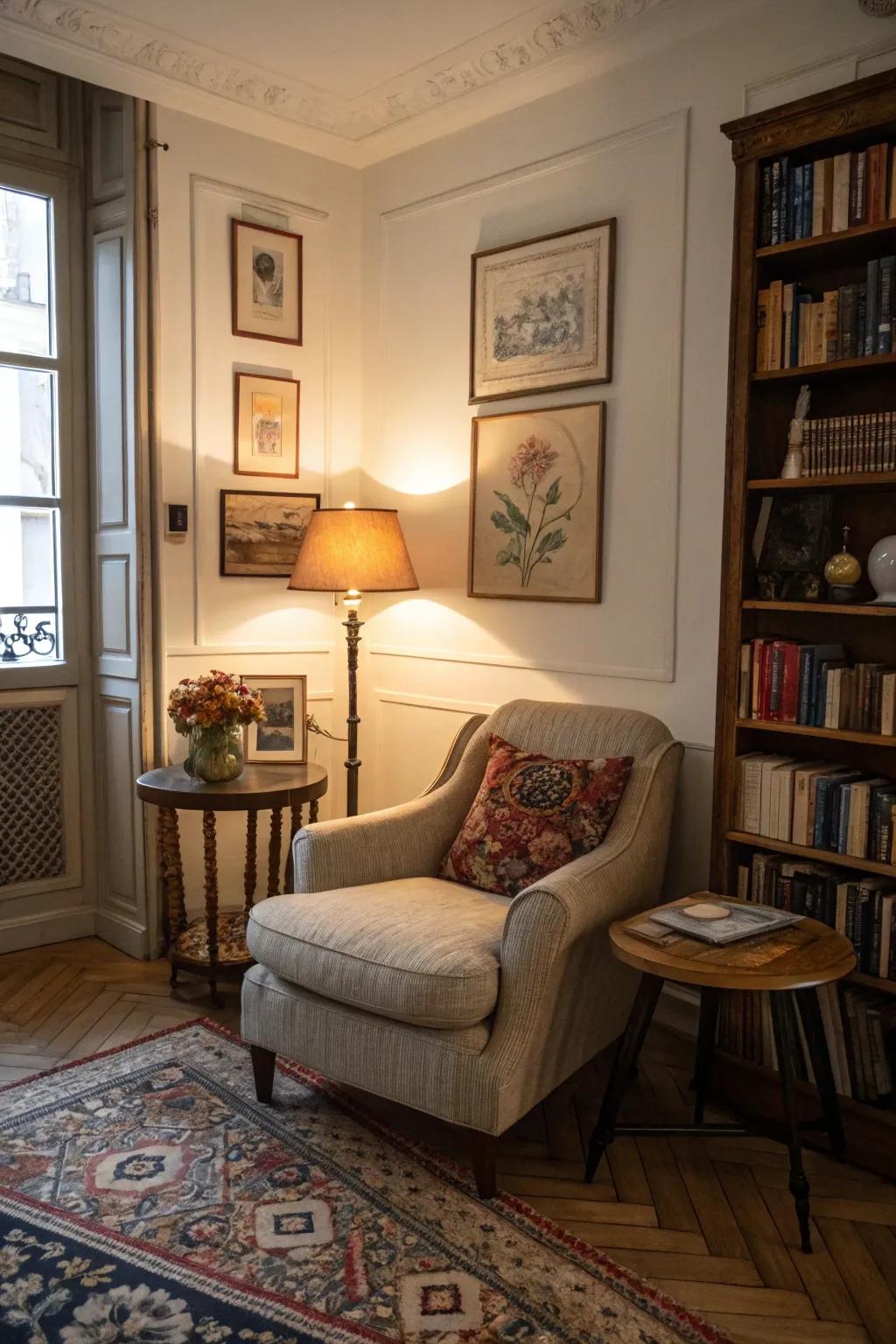 Comfortable corners invite relaxation and solitude.