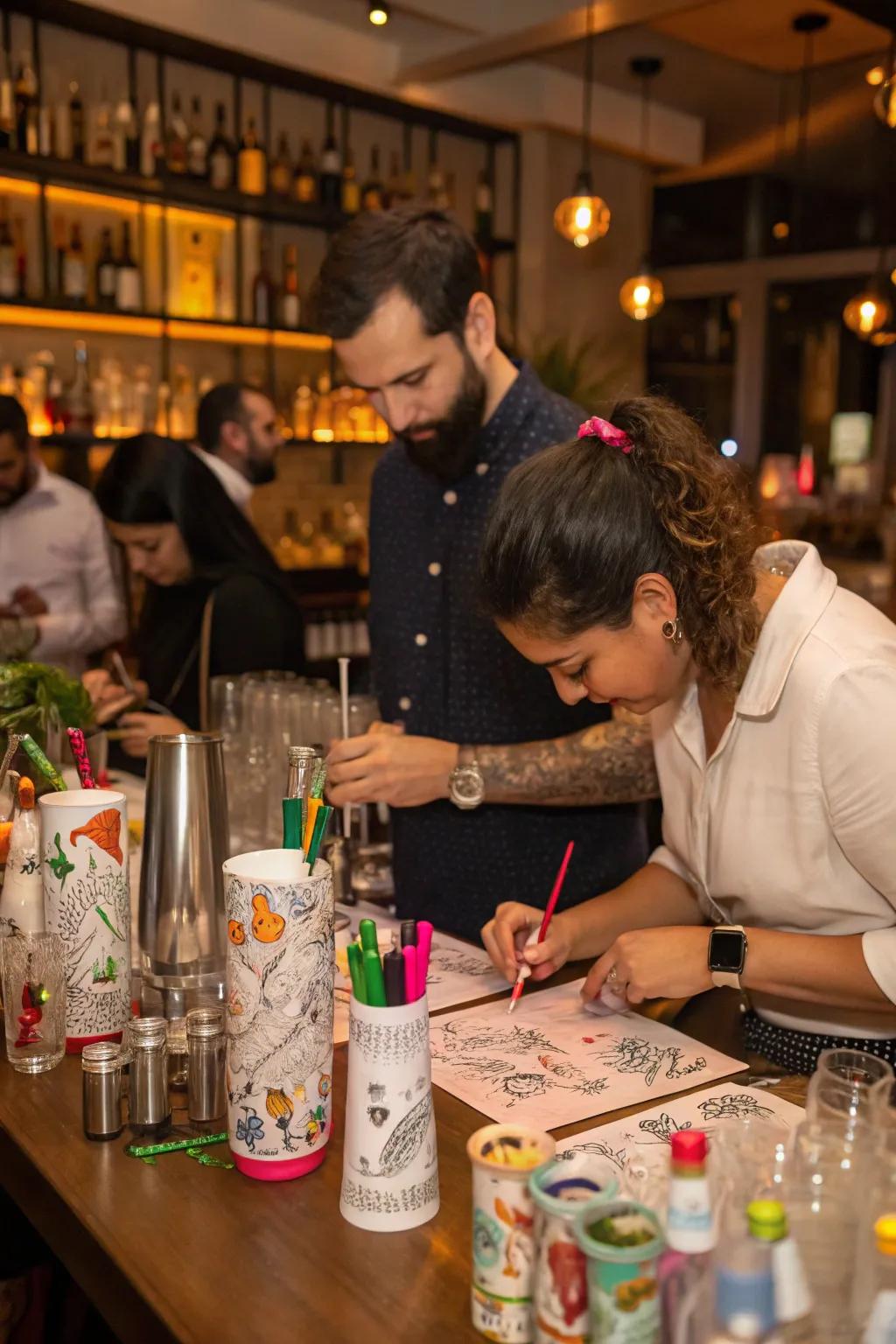 Personalized glassware adds a fun and personal touch to the party.