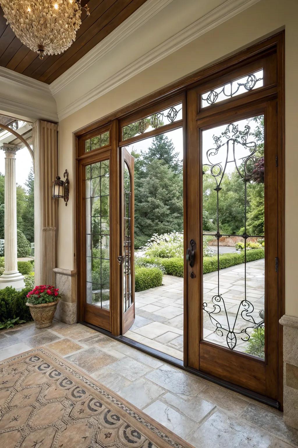 Double door entrances establish a grand proclamation for your patio.