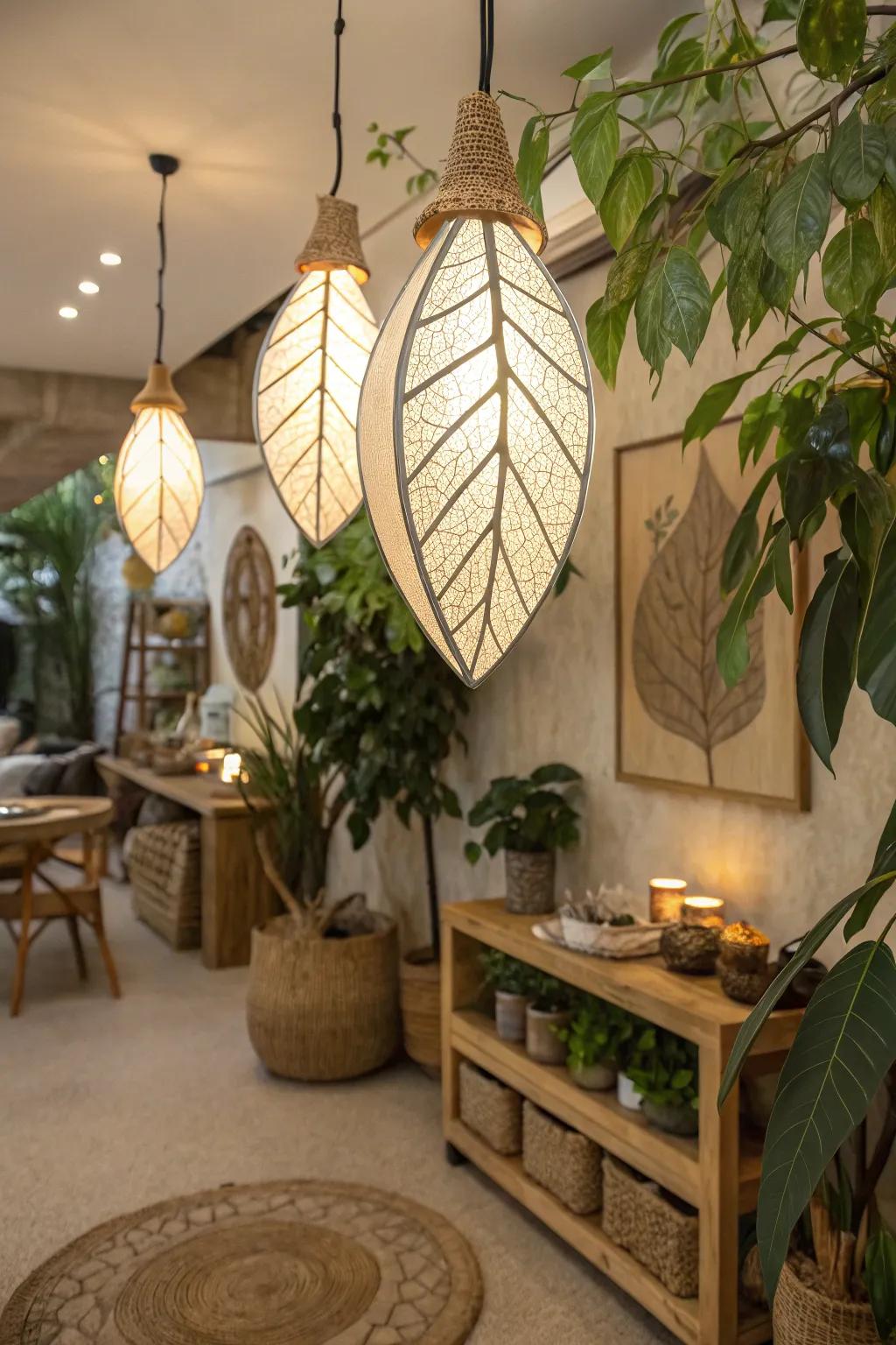 Nature-inspired pendants bring the outdoors inside.