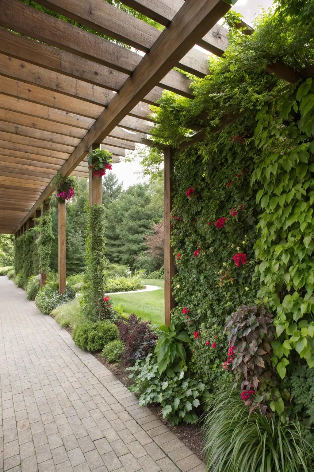 Vertical gardens offer a lush and green privacy option.