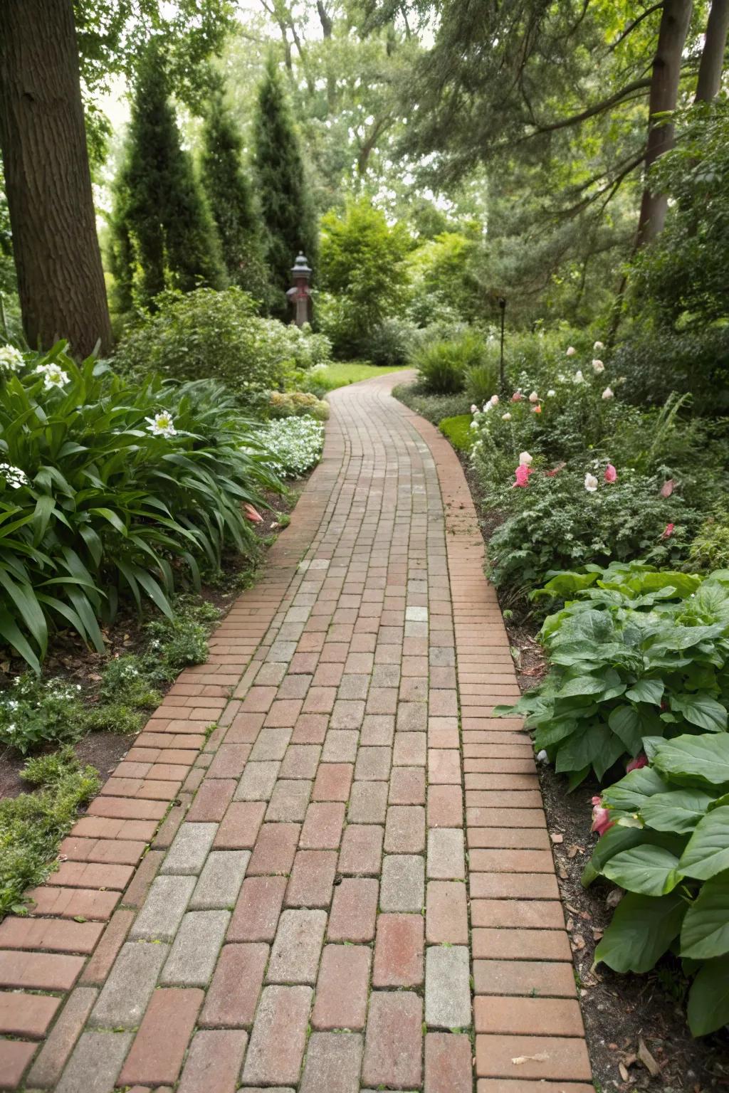 A classic brick pathway designed for permeability.