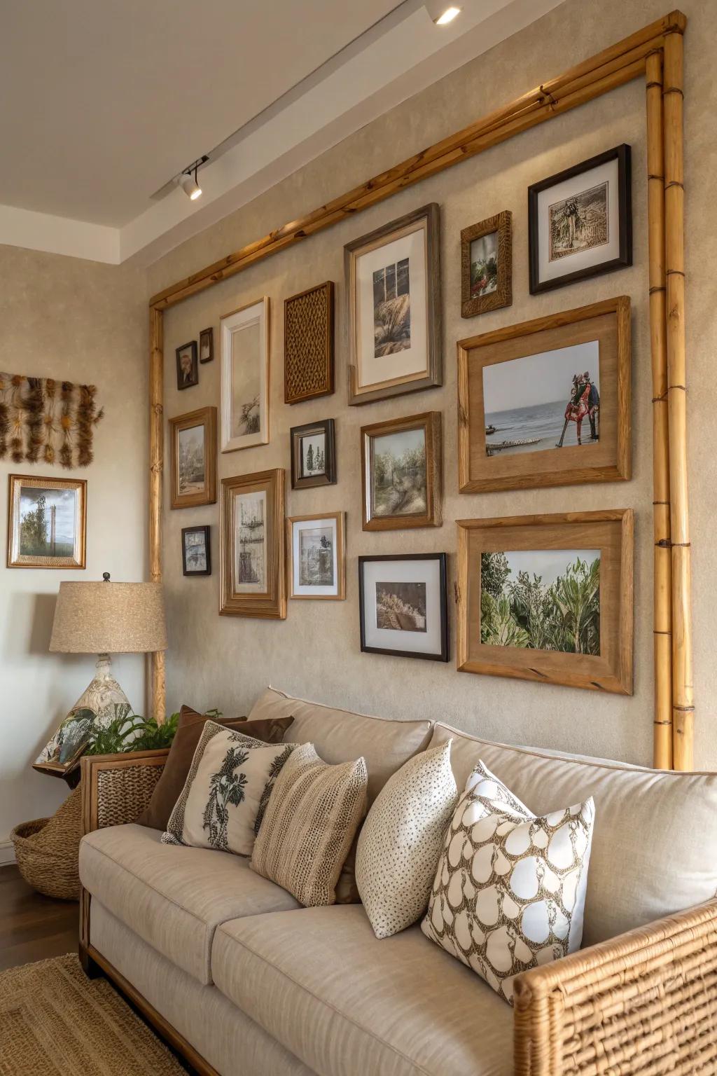 Raw materials in frames carry warmth and nature into indoor spaces.