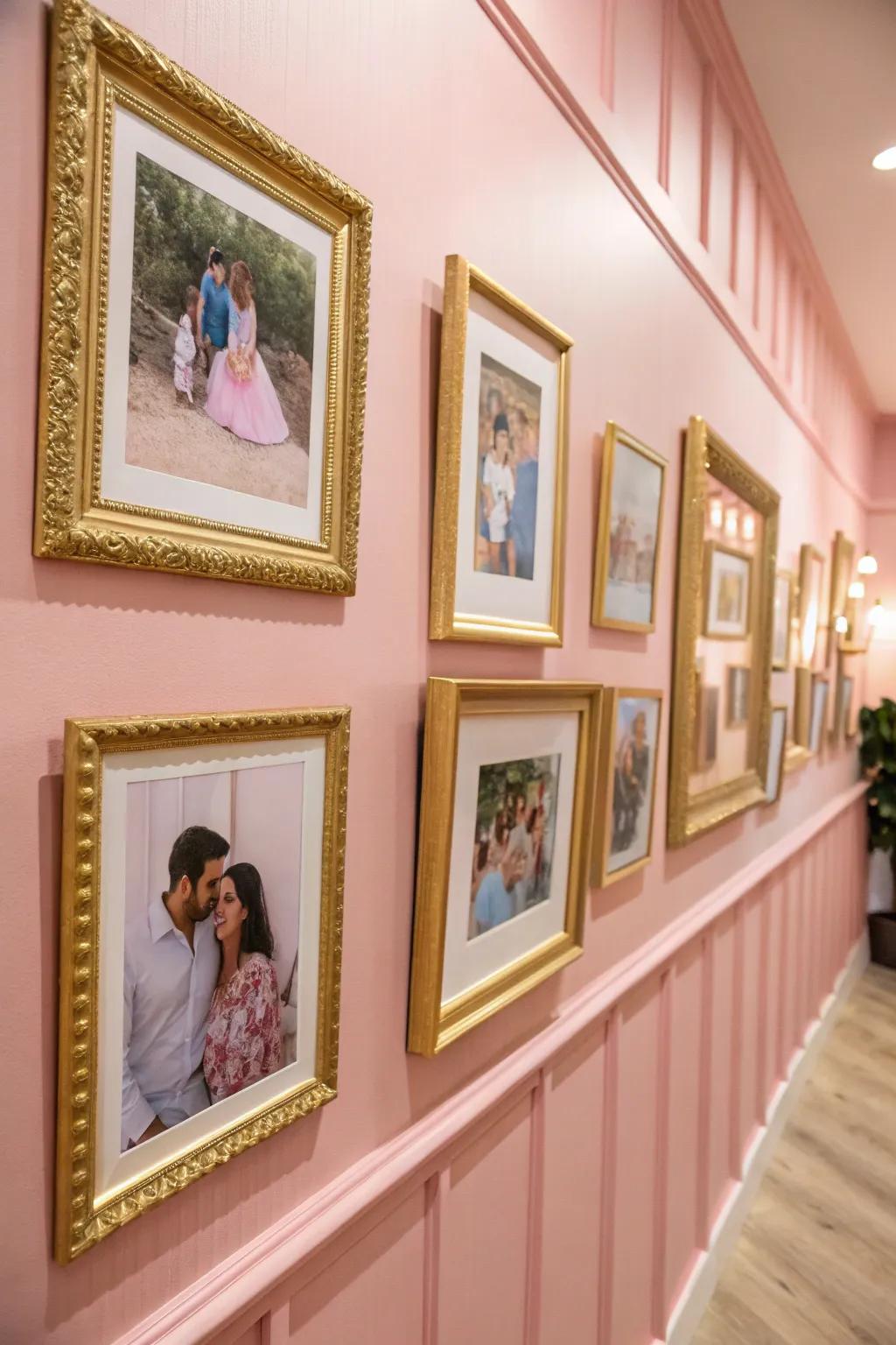 Frames with gold beautifully showcase treasured memories.