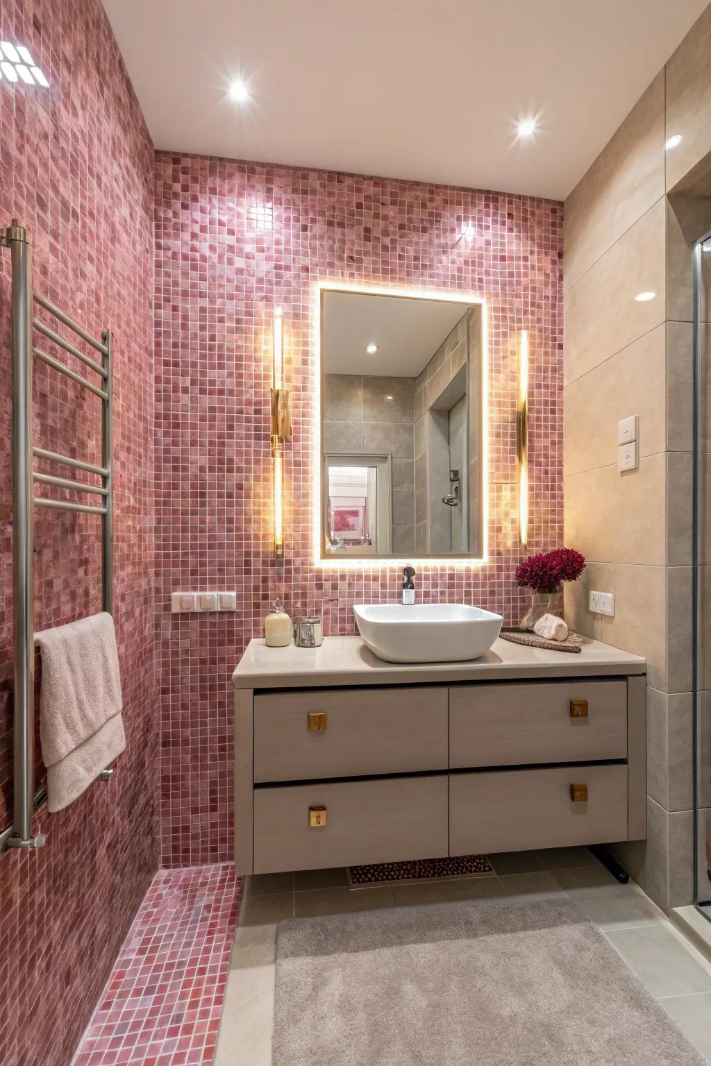 Rose mosaic tiles include elaborate information.