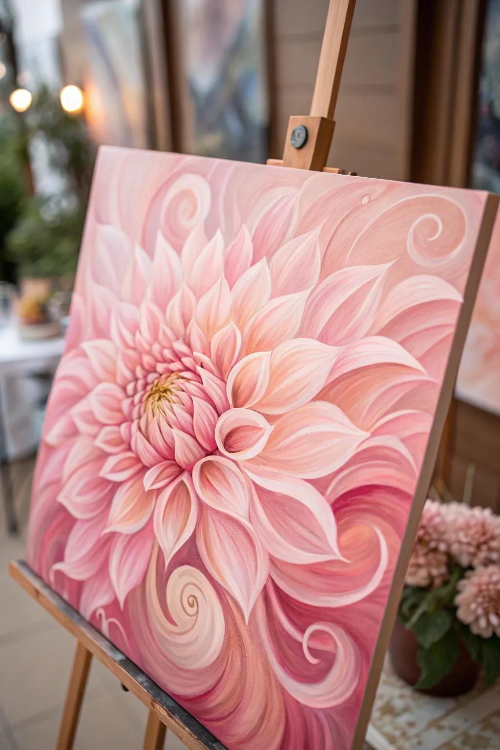 Artistic abstract floral artpiece in pink.