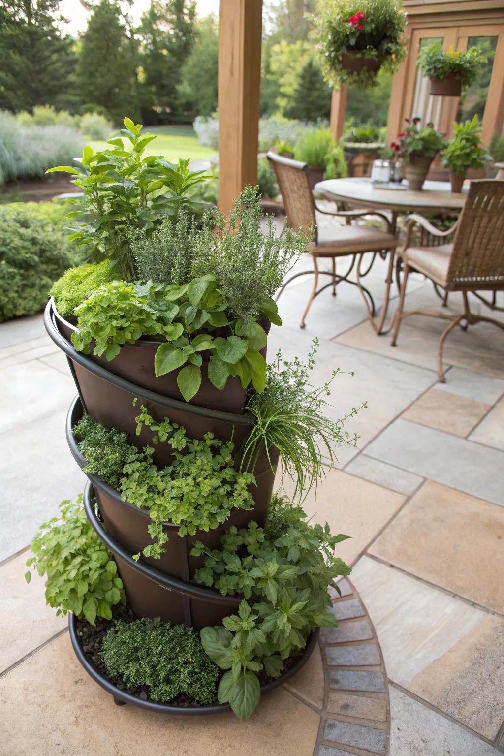 Grow more with a space-saving winding herb garden.