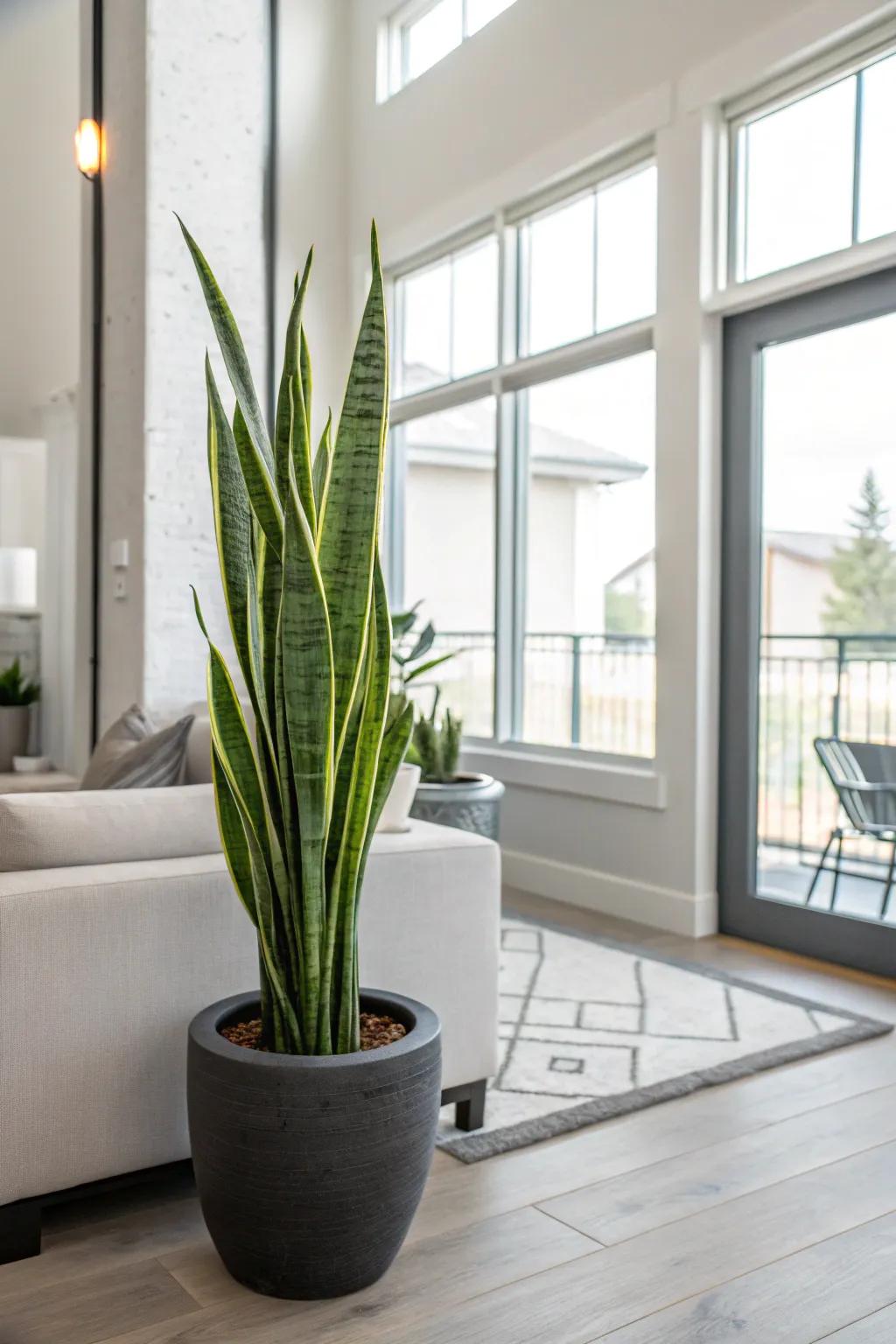 The elegant snake plant, a resilient and stylish addition to mom's home.