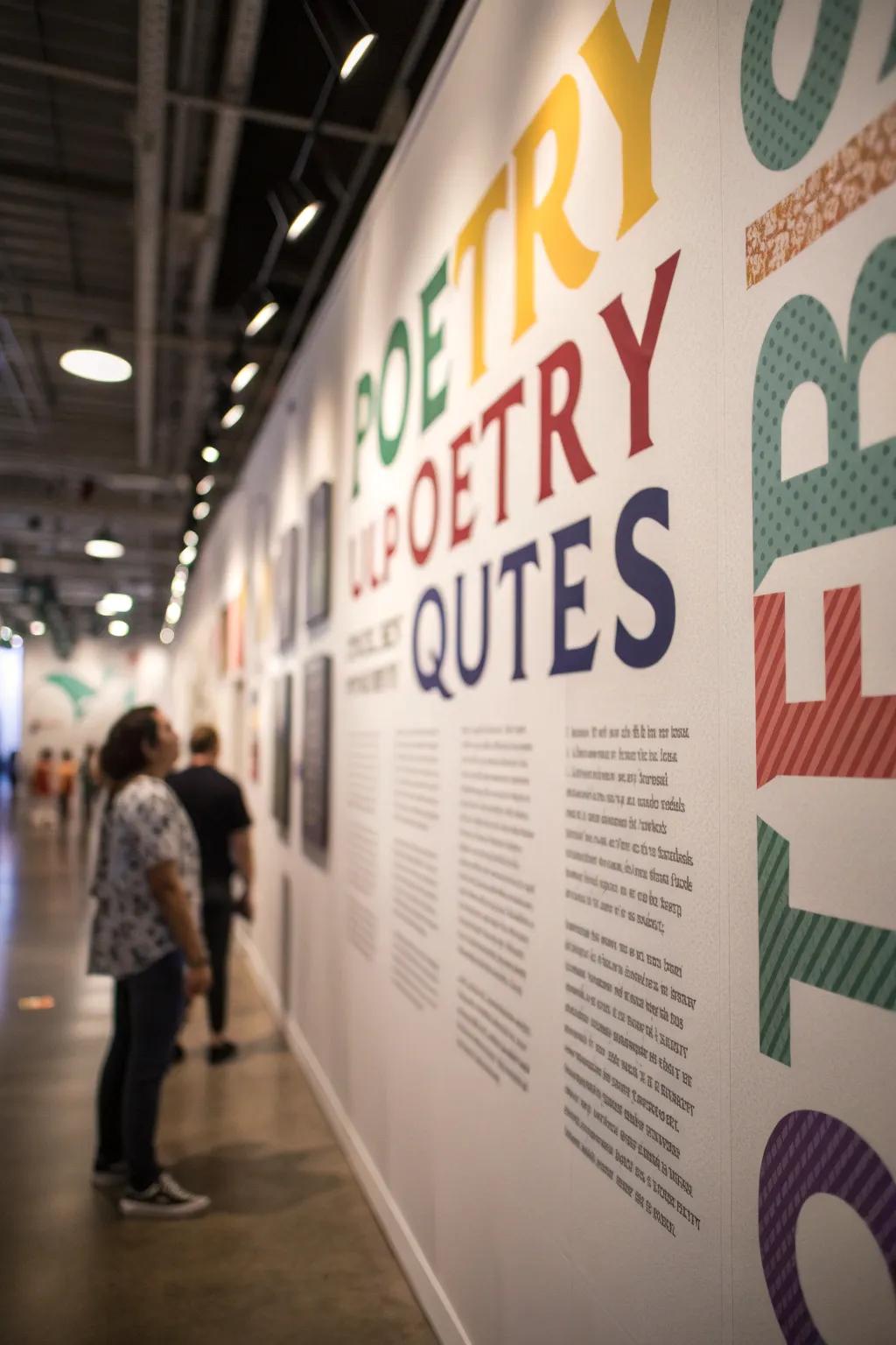 A quote wall turns poetry into a visual statement.