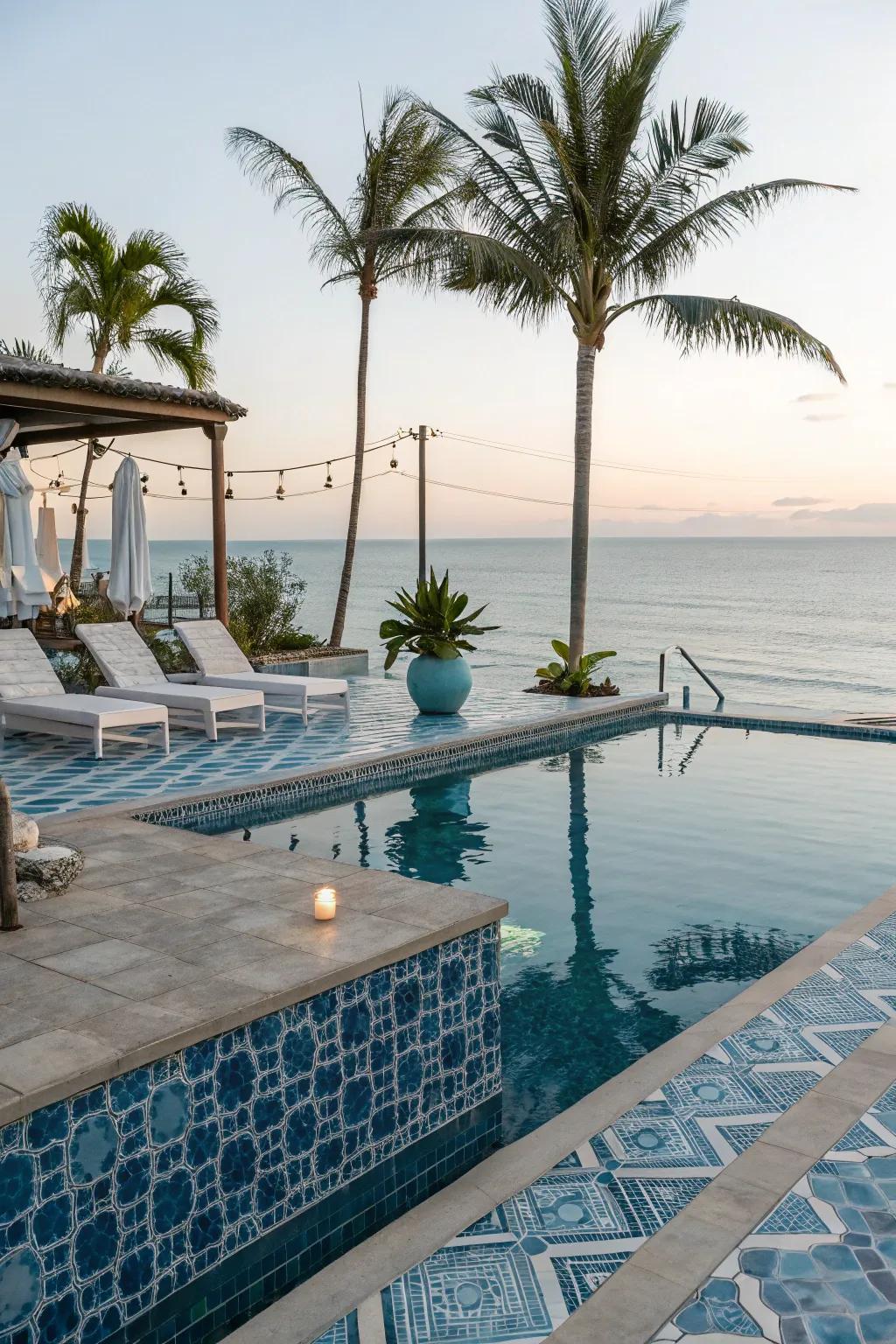 Sea blues create a serene, calming effect.