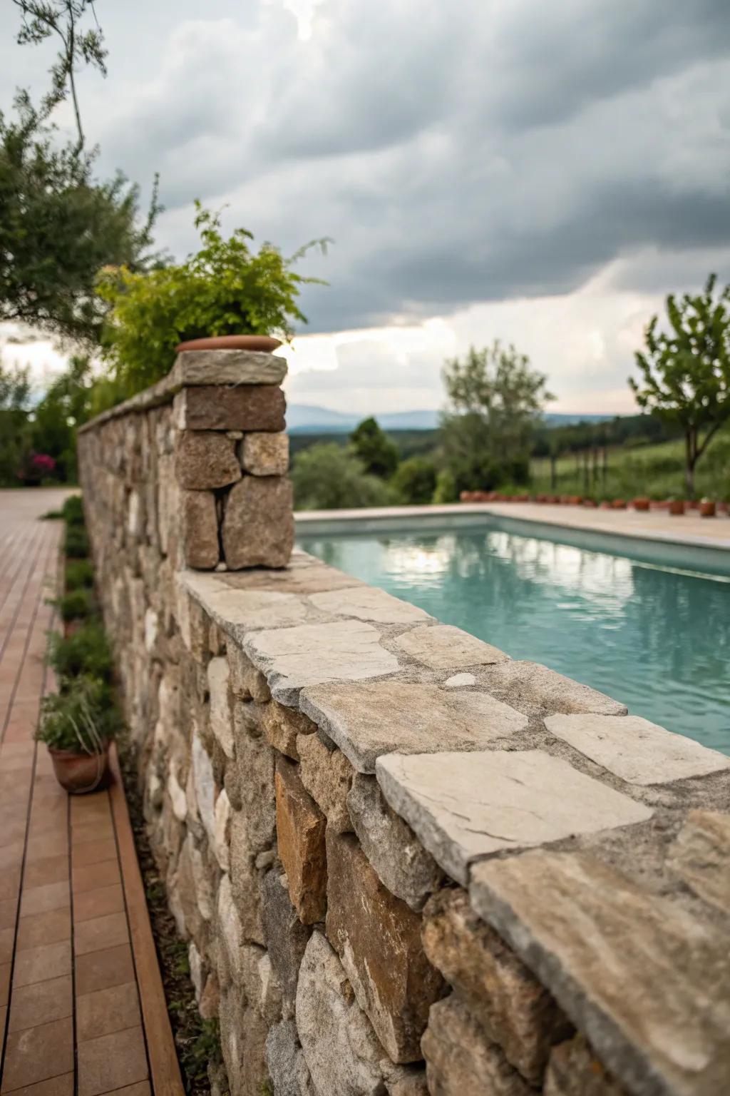 A stone wall offers timeless privacy and charm.