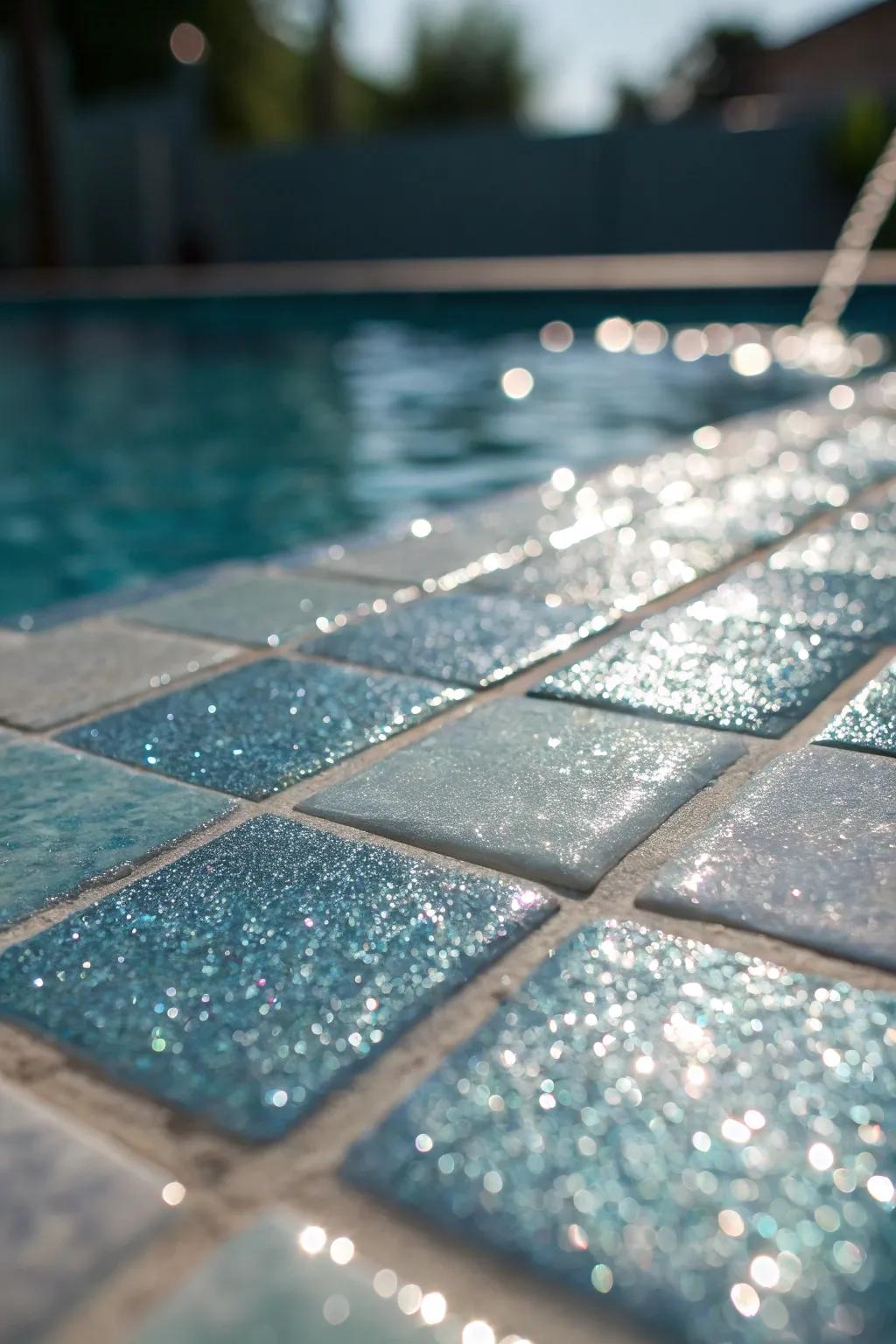Sparkling joint filler adds some glam to your pool tilework.