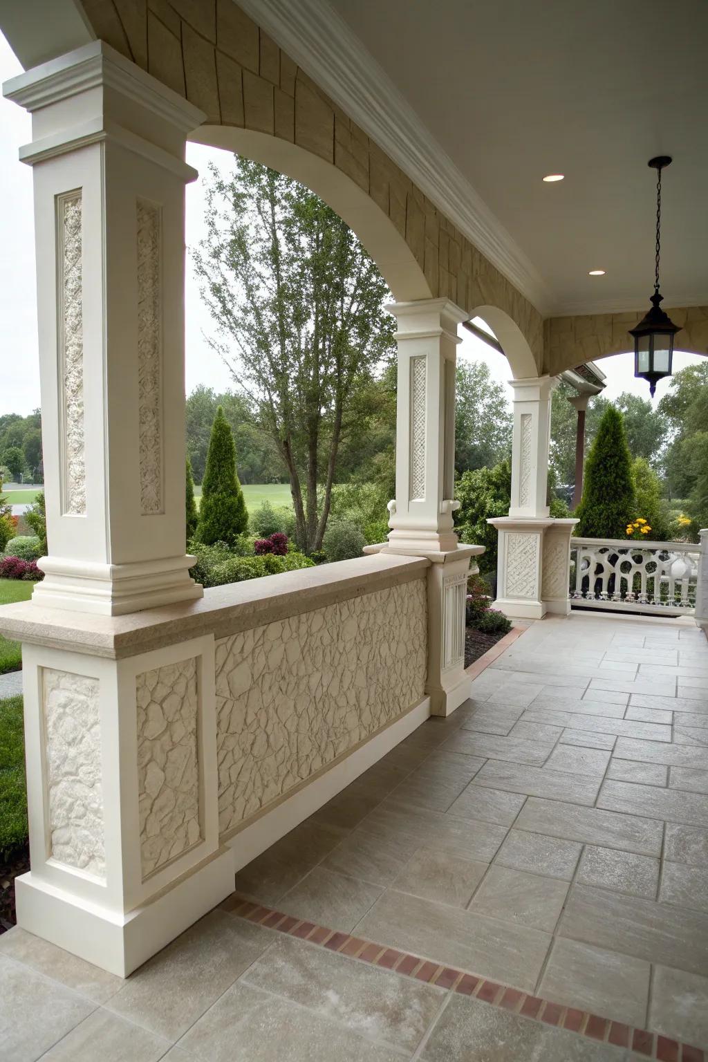 Textured finishes on a knee wall for added elegance.