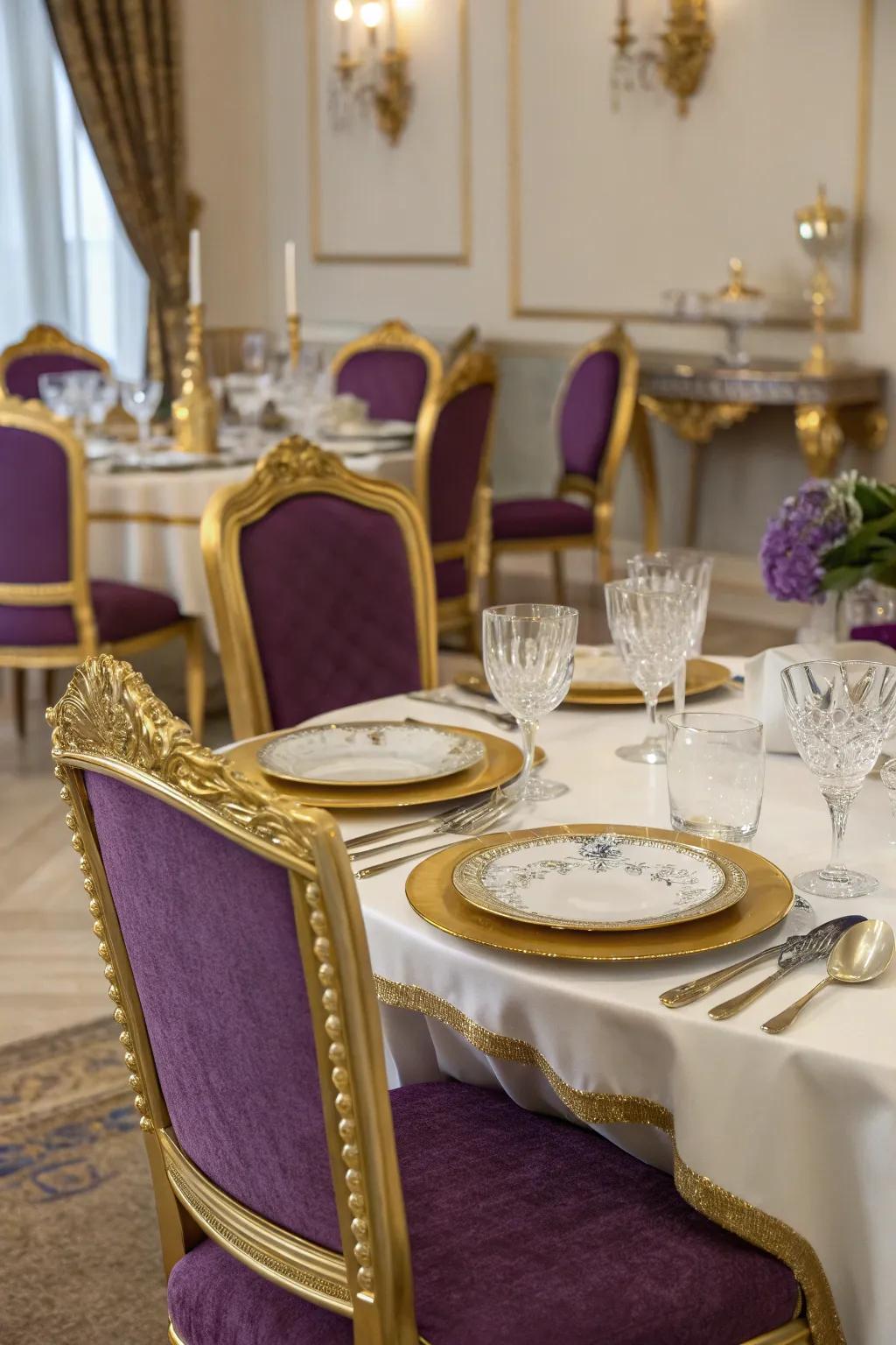 Gold accents on furniture introduce a polished flair.