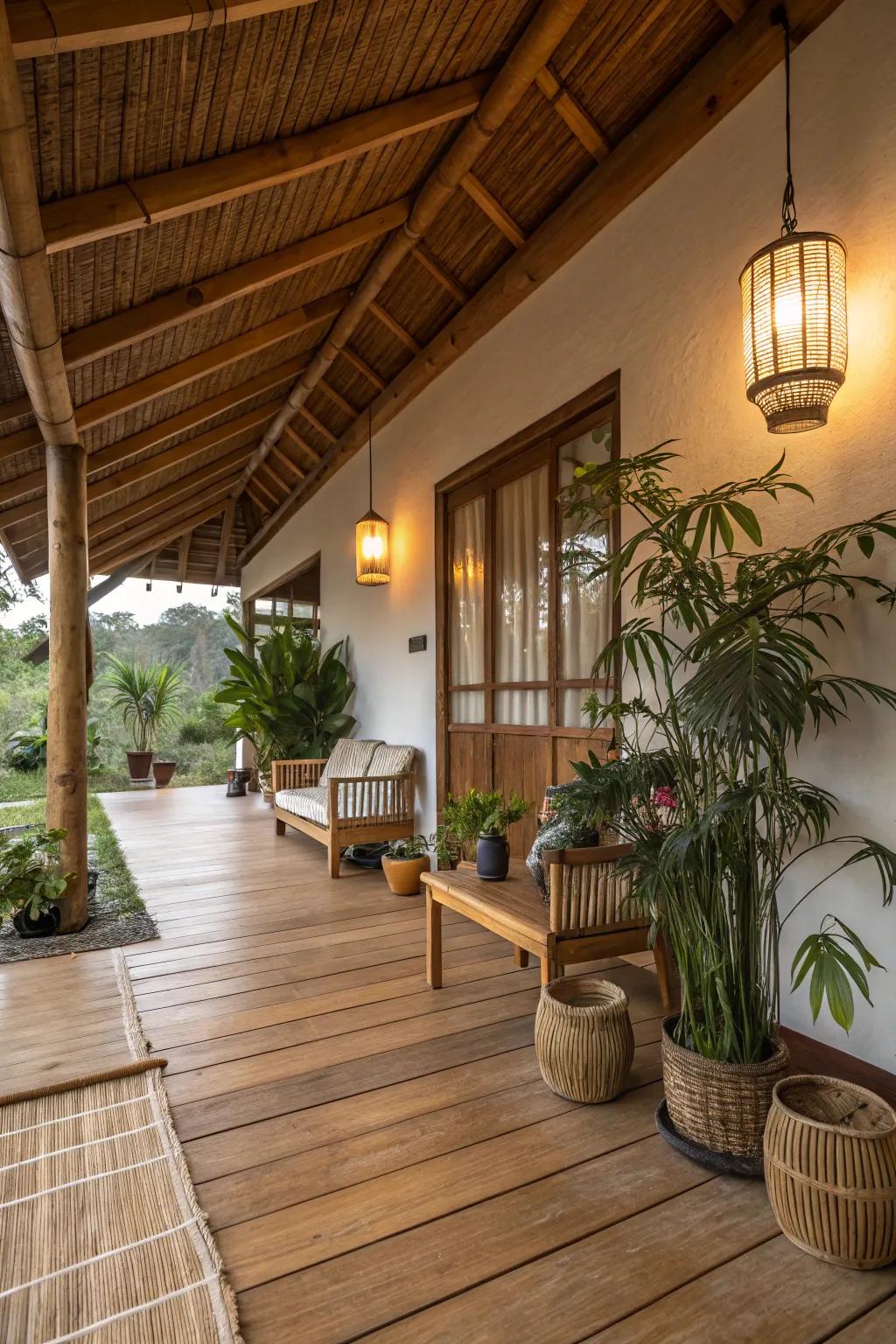 Green bamboo flooring adds elegance and eco-consciousness to this ranch home.