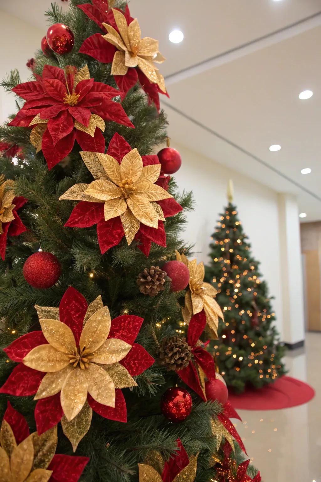 Floral accents introduce a vibrant and natural element.