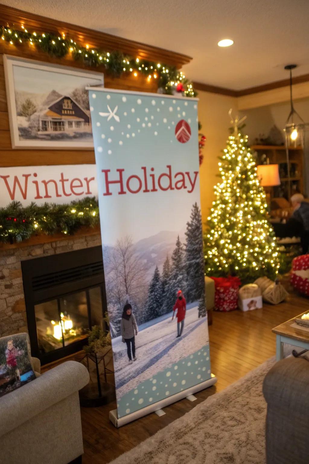With a holiday-themed banner, you can bring festive cheer into your house.