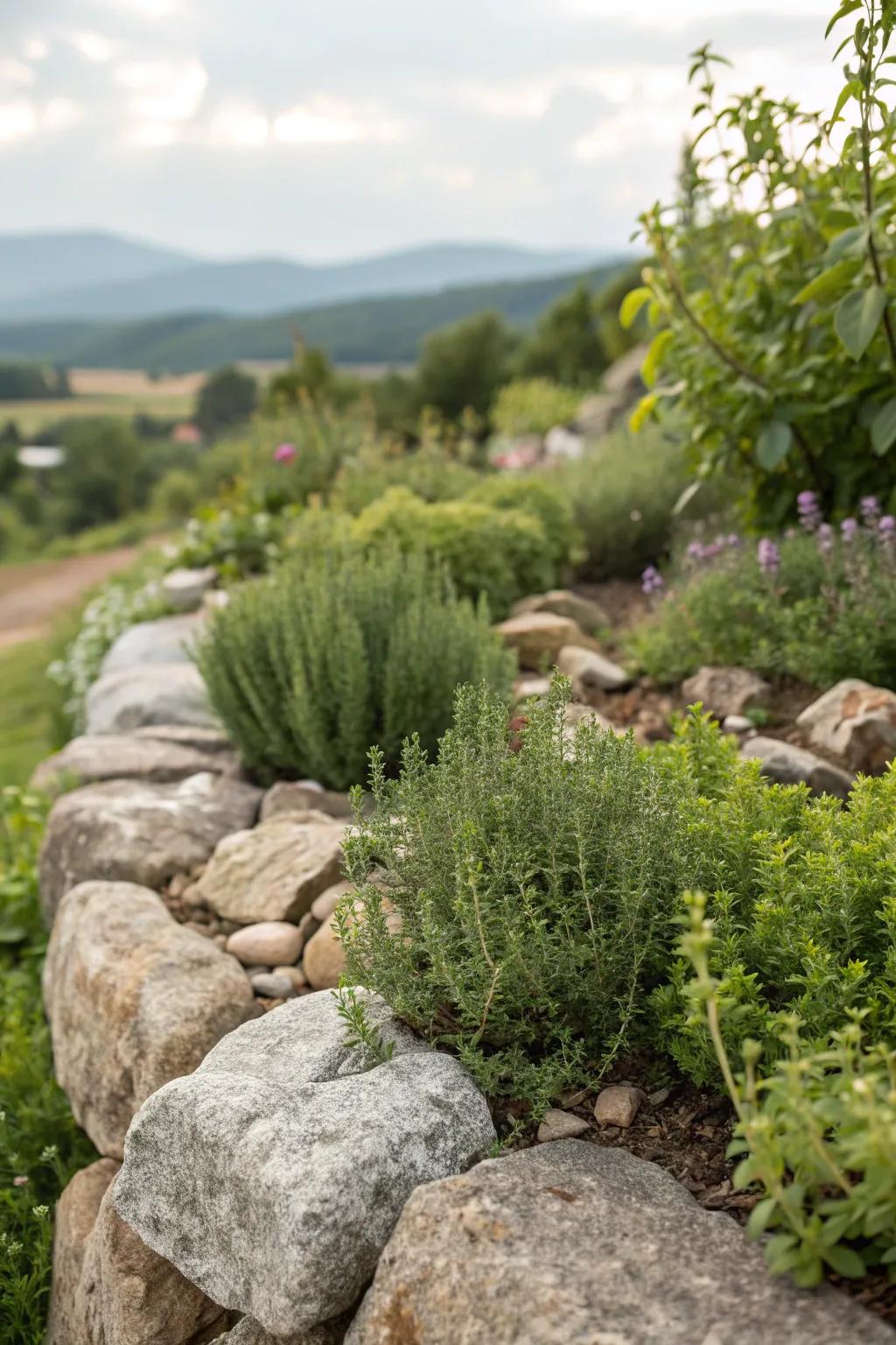 Delight your senses using stone and herb combinations.