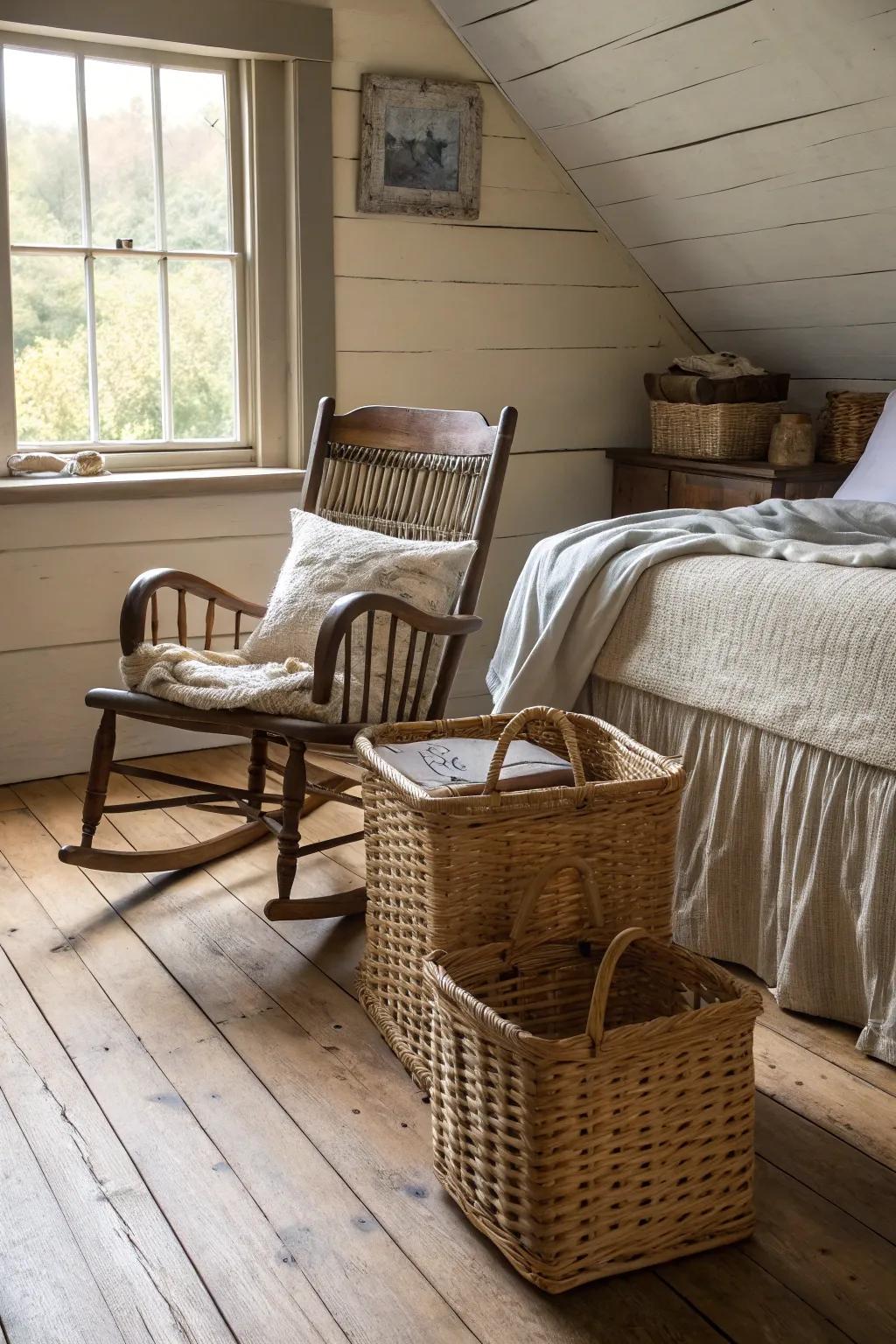 Wicker details add texture and appeal.