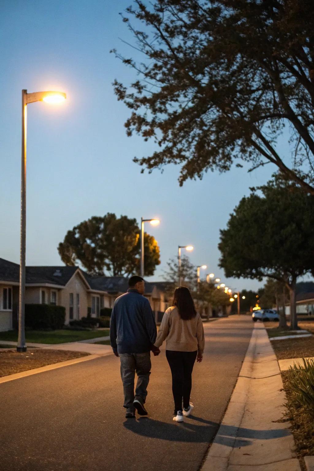 Relish a calming twilight amble with your partner.