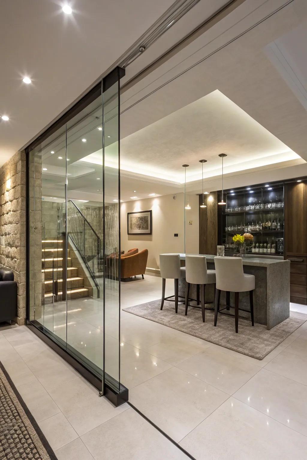 Glass panels bring elegance and light to any setting.