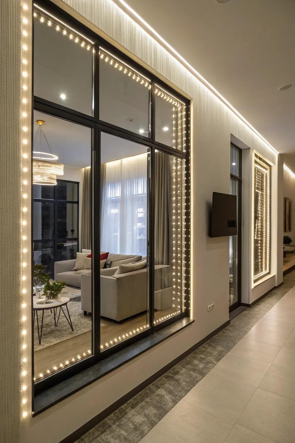 Give your windows a modern touch with ribbon lights.