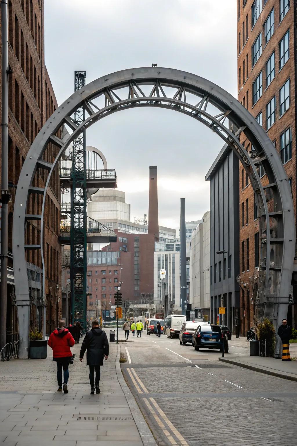 A modern urban arch that offers a modern and edgy aesthetic.