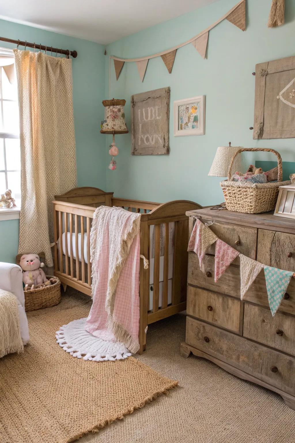 Hessian and cloth introduce countryside elegance.