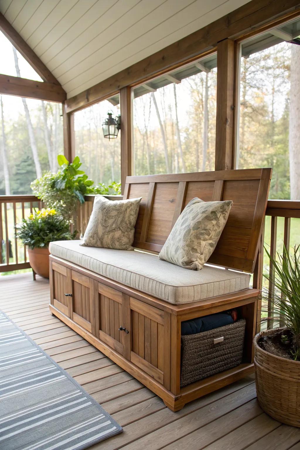 A storage bench delivers both seating and storage solutions.
