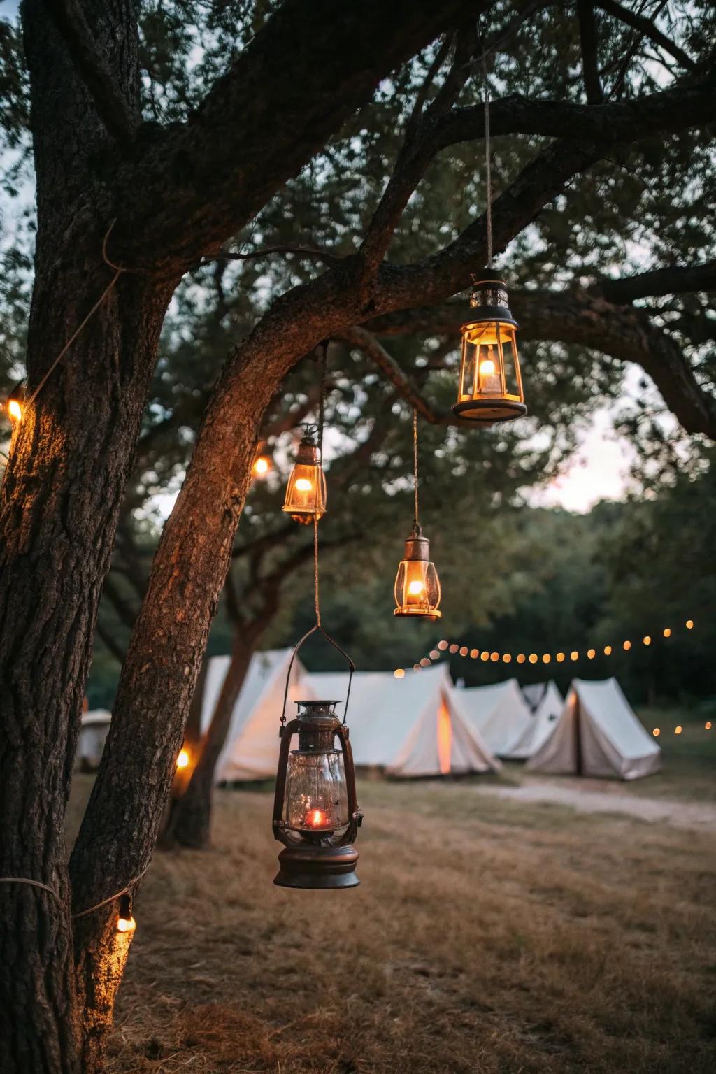Lanterns introduce charm and ambient light to any campsite.