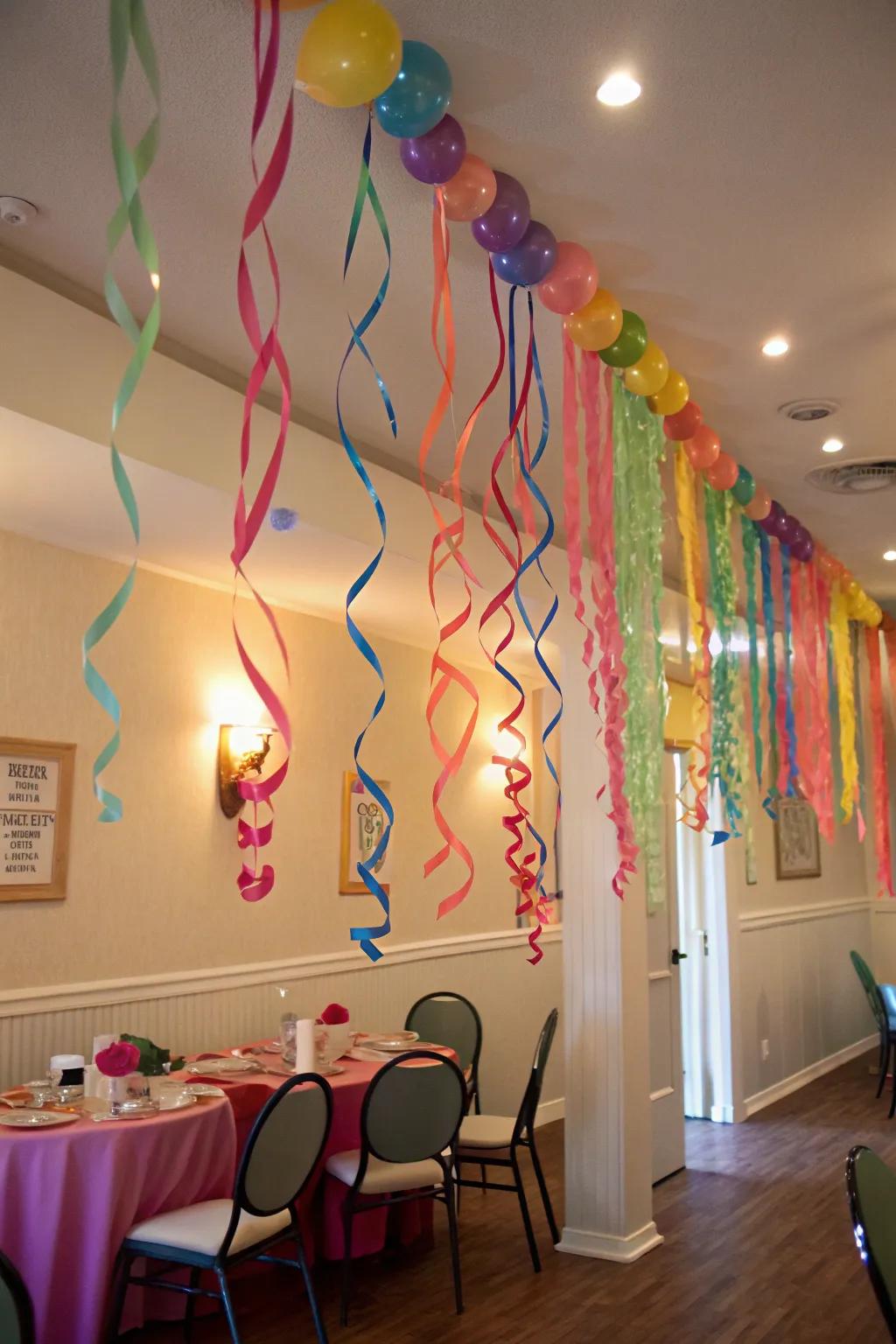 Ribbons construct a joyful, party-like atmosphere for selfies.