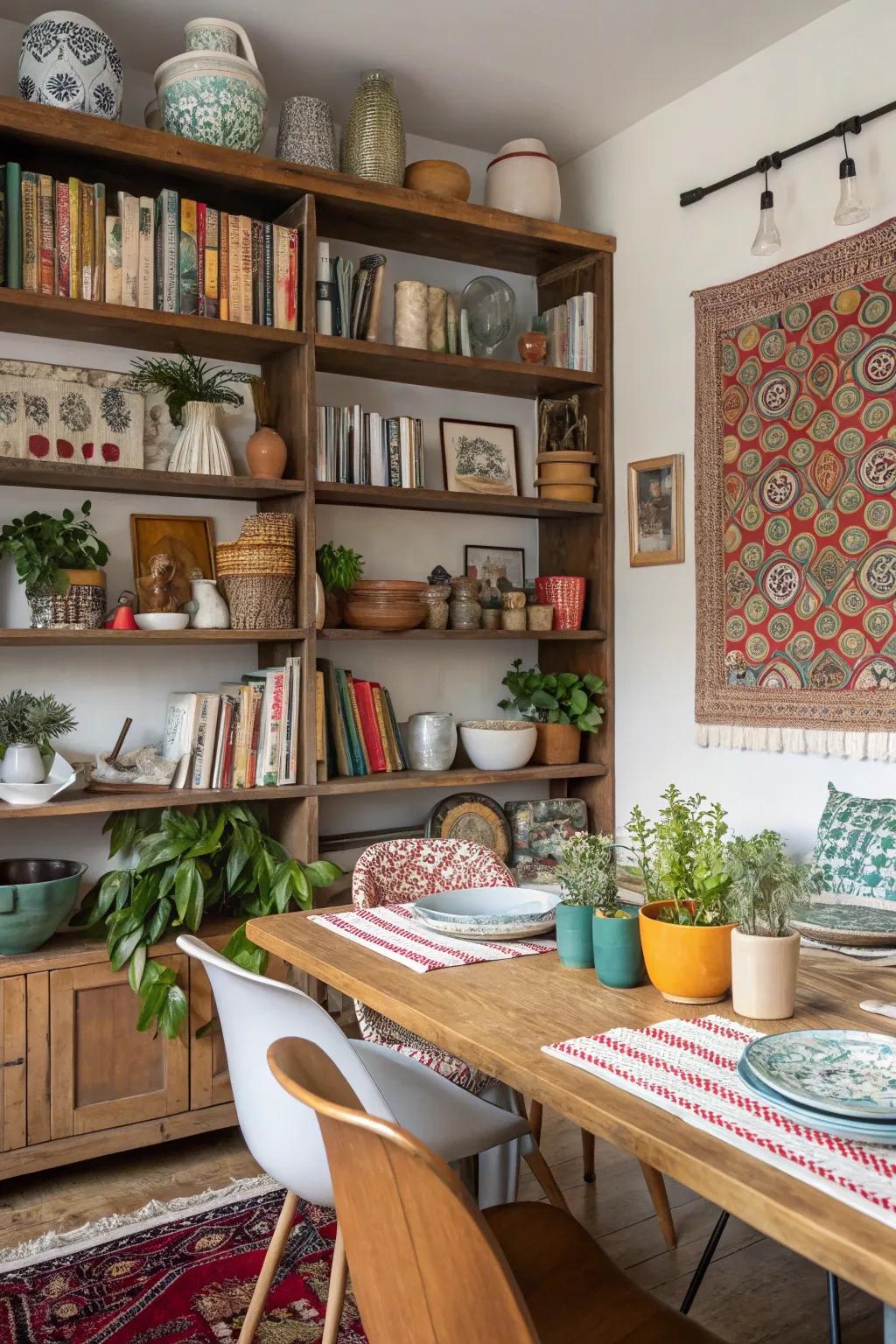 Mixing styles makes your shelving special.